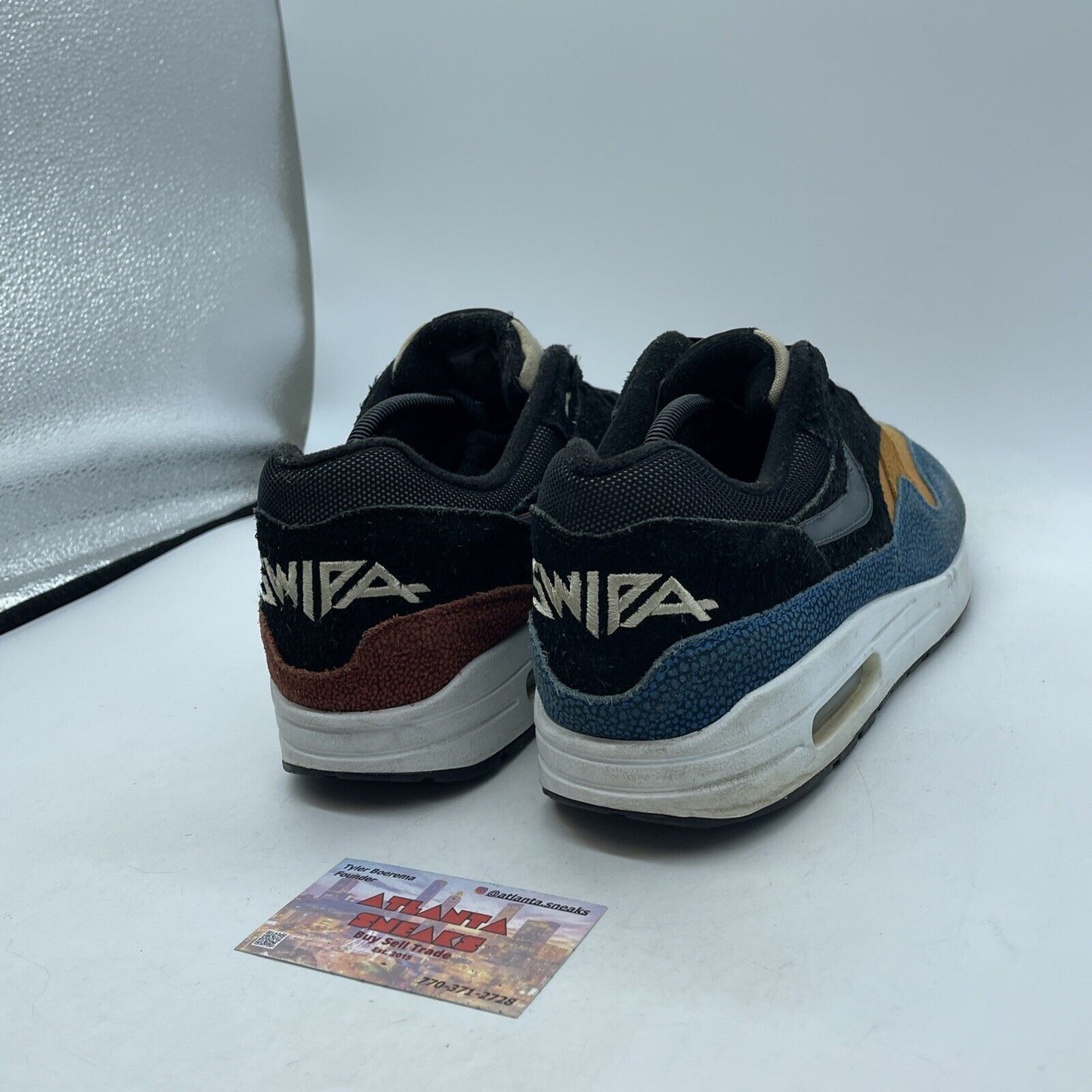 Size 11.5 - Nike De'Aaron Fox x Air Max 1 Swipa Black Blue Suede (CJ9746-001)