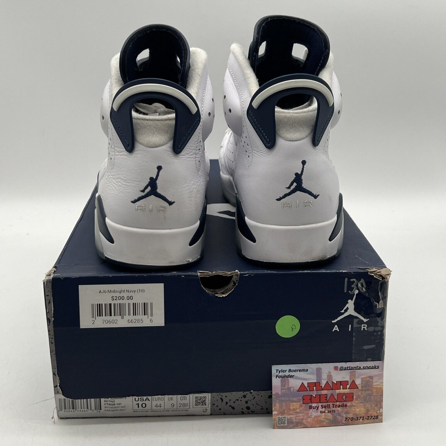 Size 10 - Jordan 6 Retro Midnight Navy White Leather (CT8529-141)