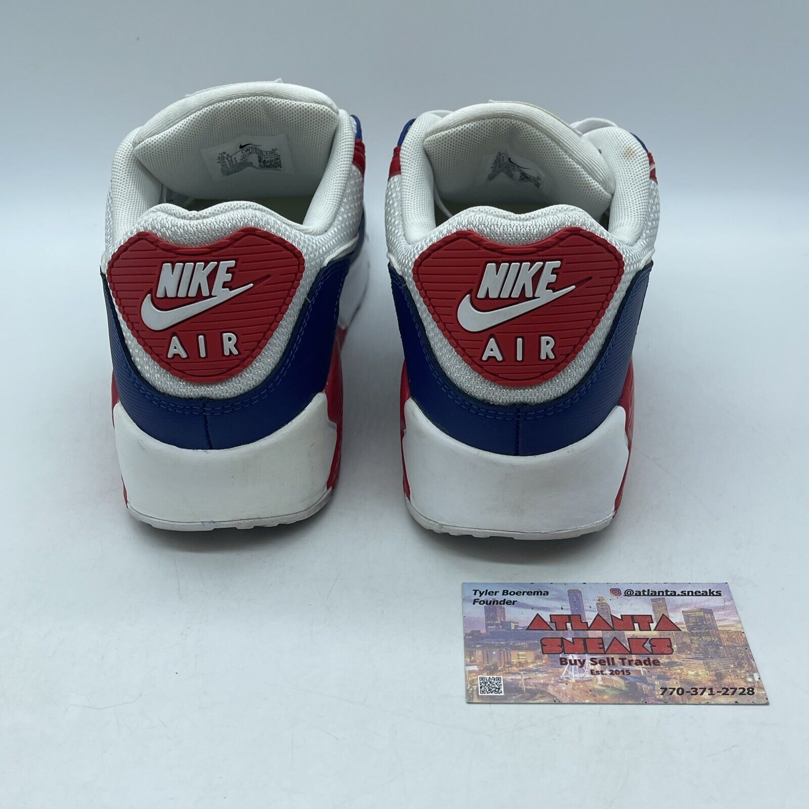 Size 10.5 - Nike Air Max 90 USA White Blue Red Suede Leather (CW5456-100)