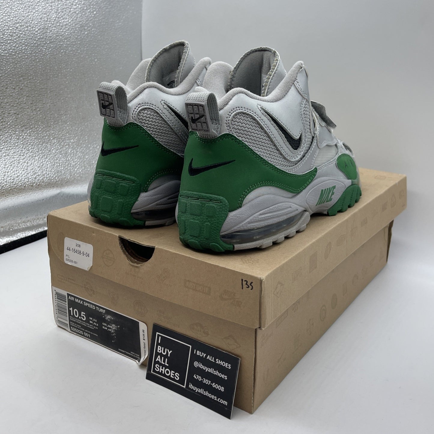Size 10.5 - Nike Air Max Speed Turf Silver Black Green Leather (525225-001)