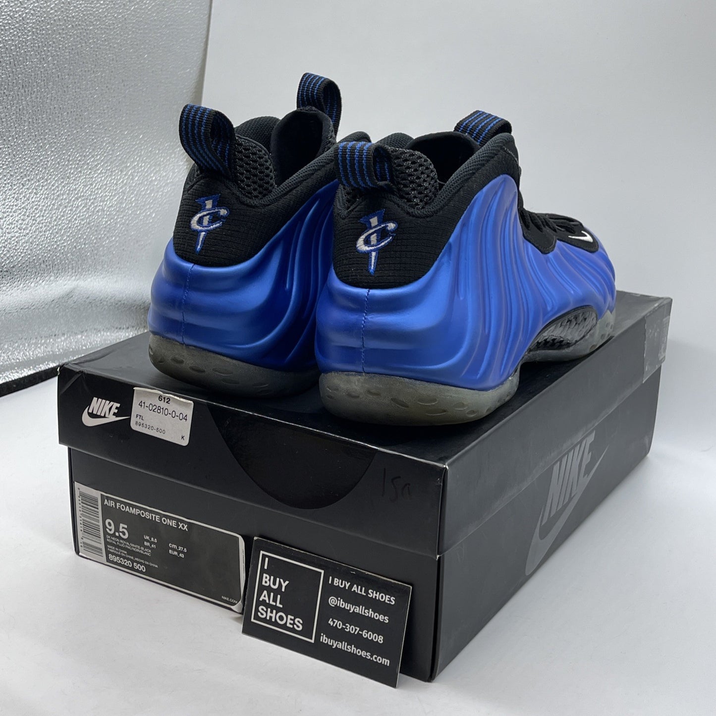 Size 9.5 - Nike Air Foamposite One XX Royal Black Blue Suede (895320-500)