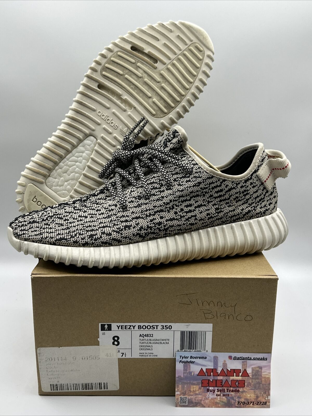 Size 8 - adidas Yeezy Boost 350 V1 Turtle Dove OG 2015 RELEASE RARE Grey Black