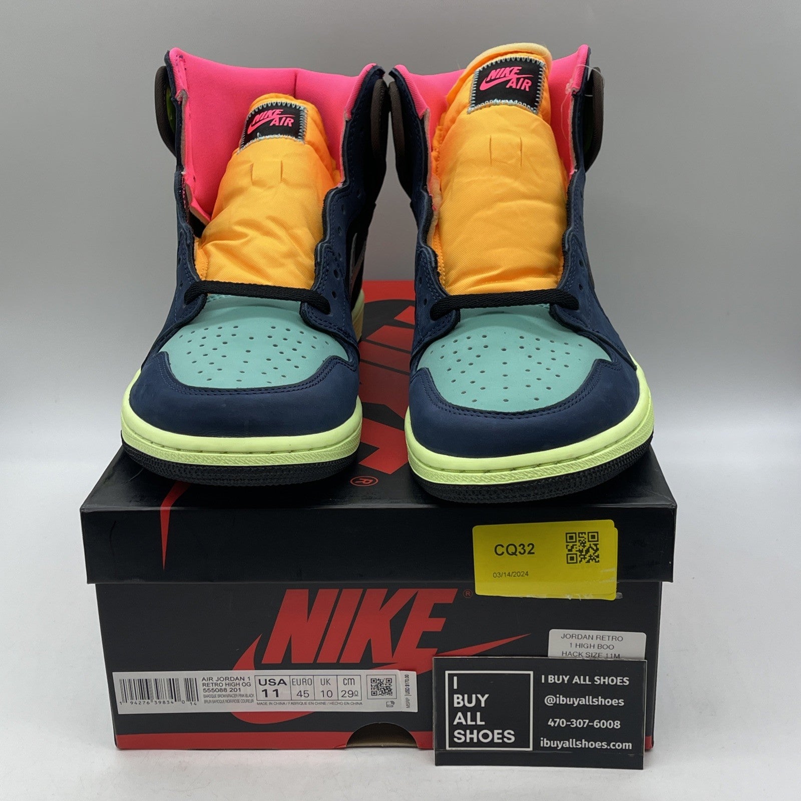 Size 11 - Air Jordan 1 Retro High Tokyo Bio Hack Black Suede (555088-201)