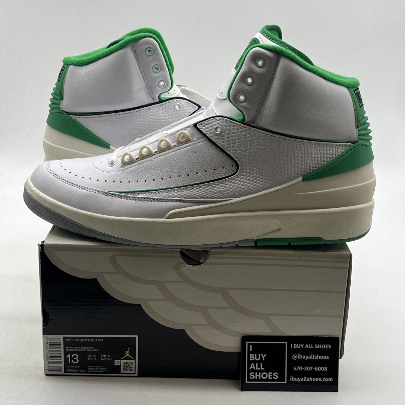 Size 13 - Air Jordan 2 Retro Lucky Green (DR8884-103)