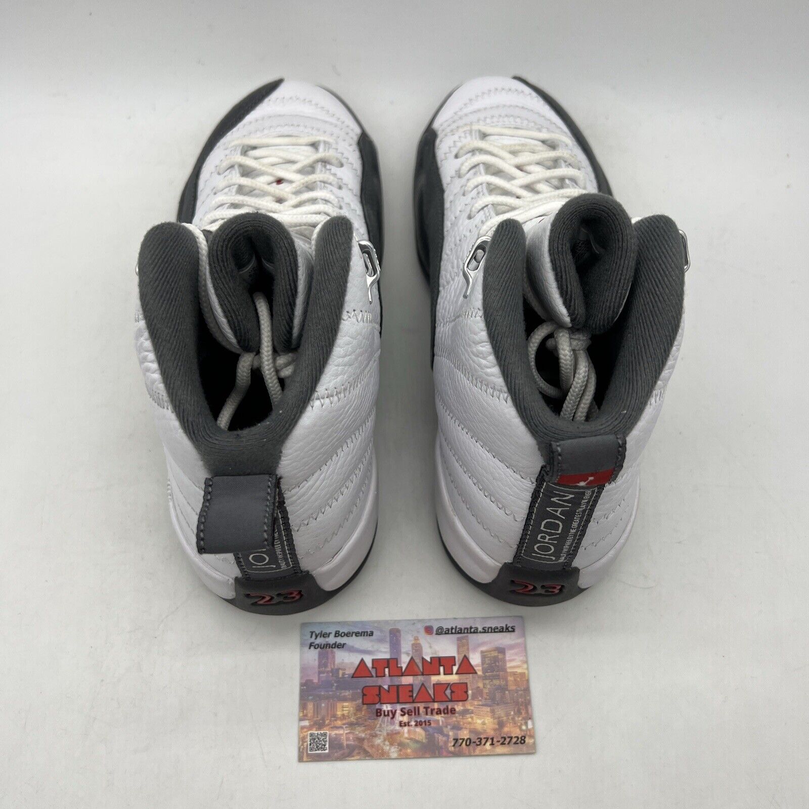 Size 6.5Y - Air Jordan 12 Retro Dark Grey White Leather Silver (153265-160)