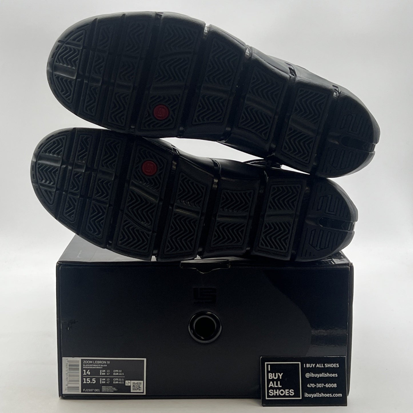 Size 14 - Nike Lebron IV 4 Mens Black Anthracite Triple Black Shoes (FJ1597-001)