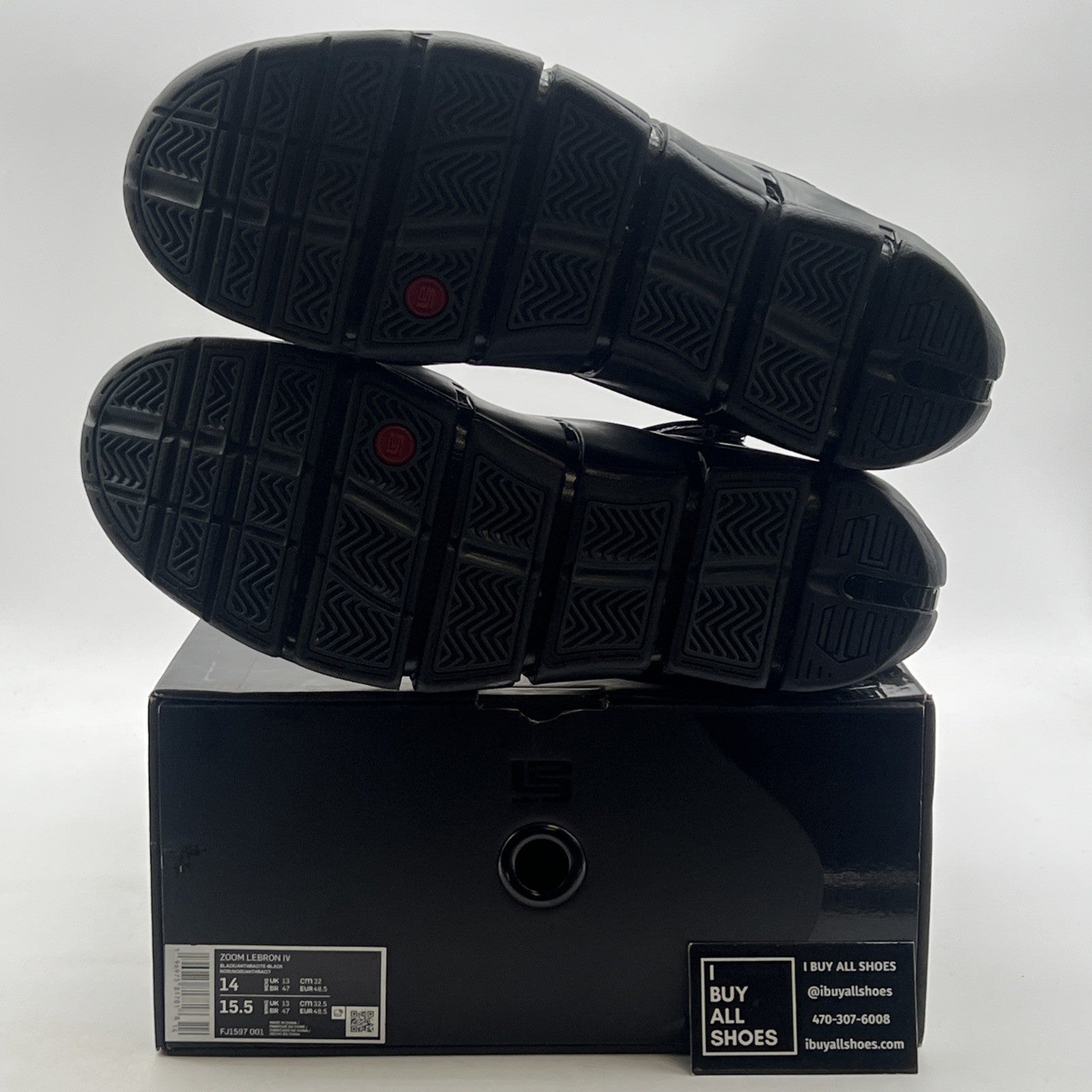 Size 14 - Nike Lebron IV 4 Mens Black Anthracite Triple Black Shoes (FJ1597-001)
