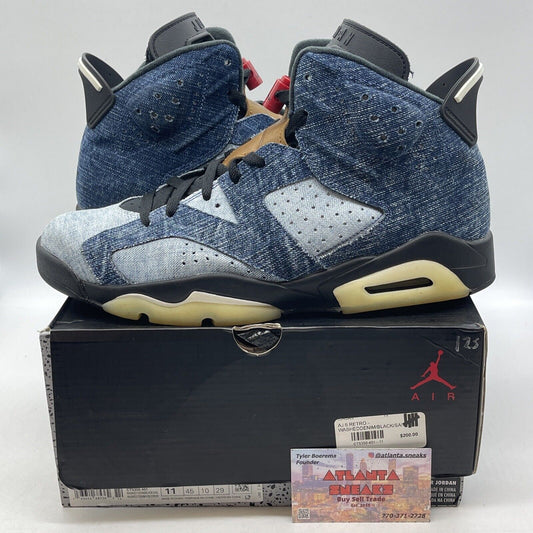 Size 11 - Air Jordan 6 Retro Washed Denim Blue Suede Black White (CT5350-401)