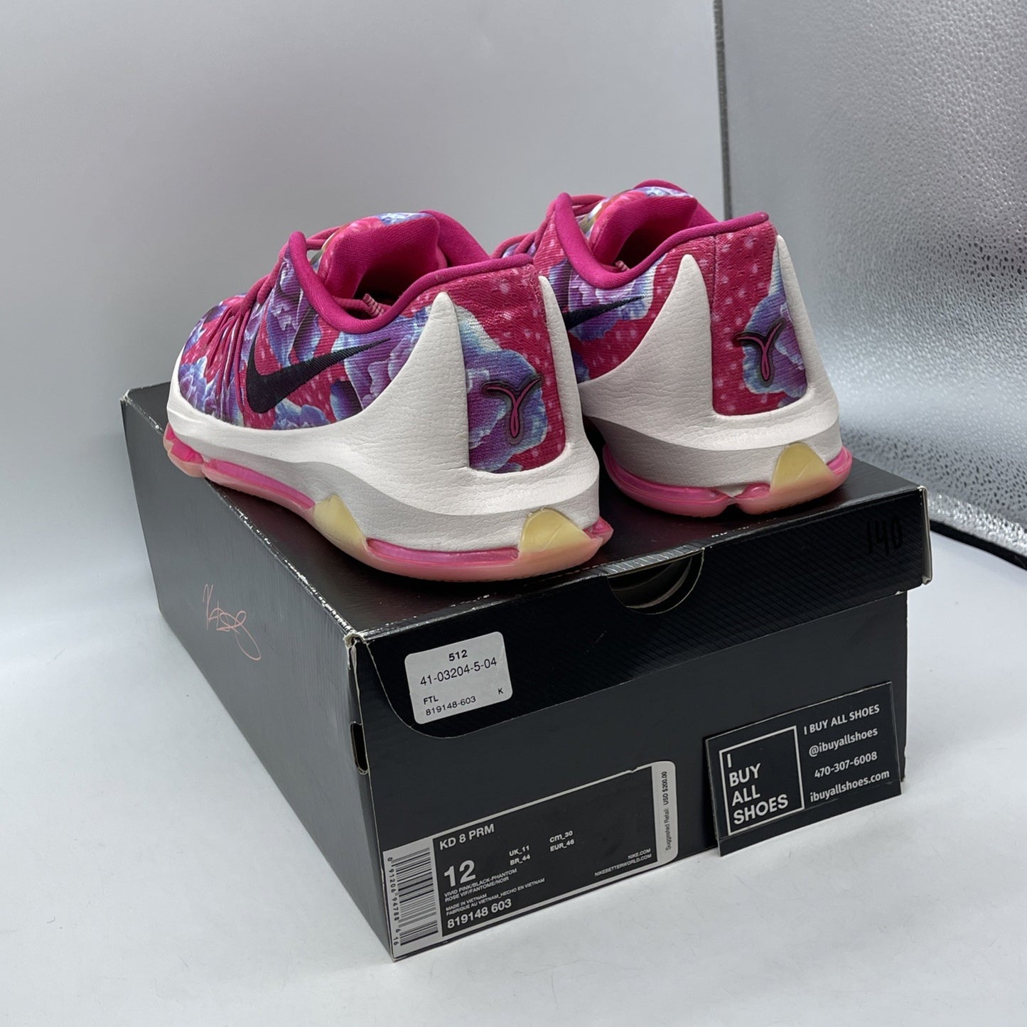 Size 12 - Nike KD 8 Aunt Pearl Pink Purple White Black Suede (819148-603)