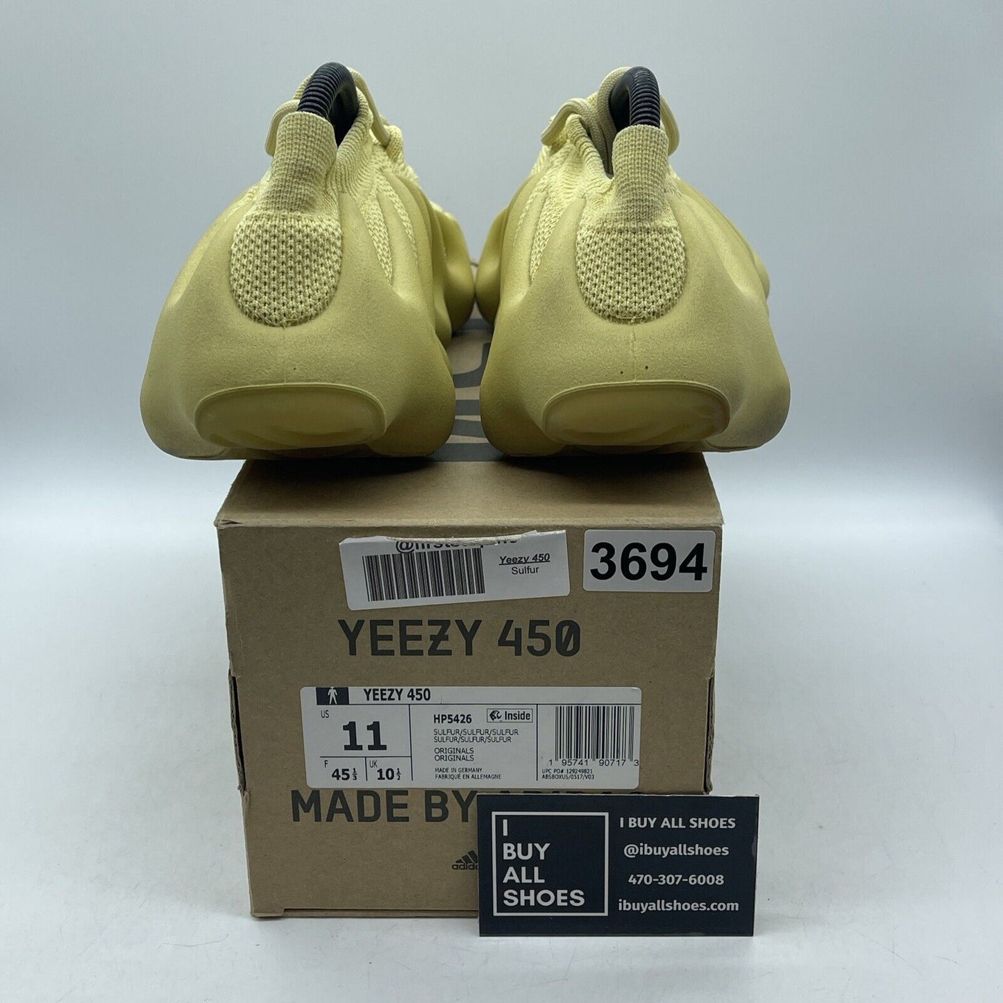 Size 11 - adidas Yeezy 450 Sulfur Yellow Suede (HP5426)