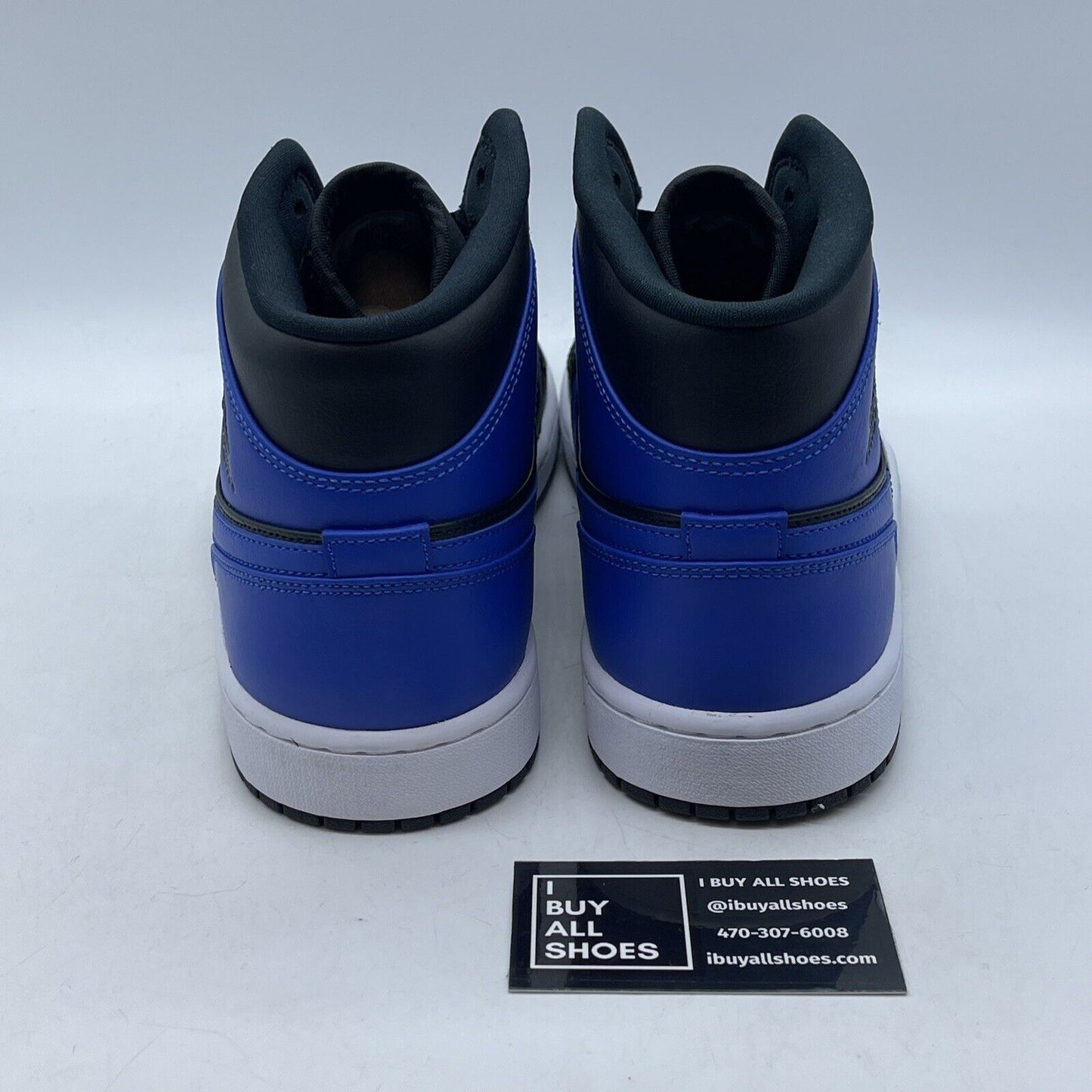 Size 12 - Jordan 1 Mid Hyper Royal 2021 Black Blue White Leather (554724-077)