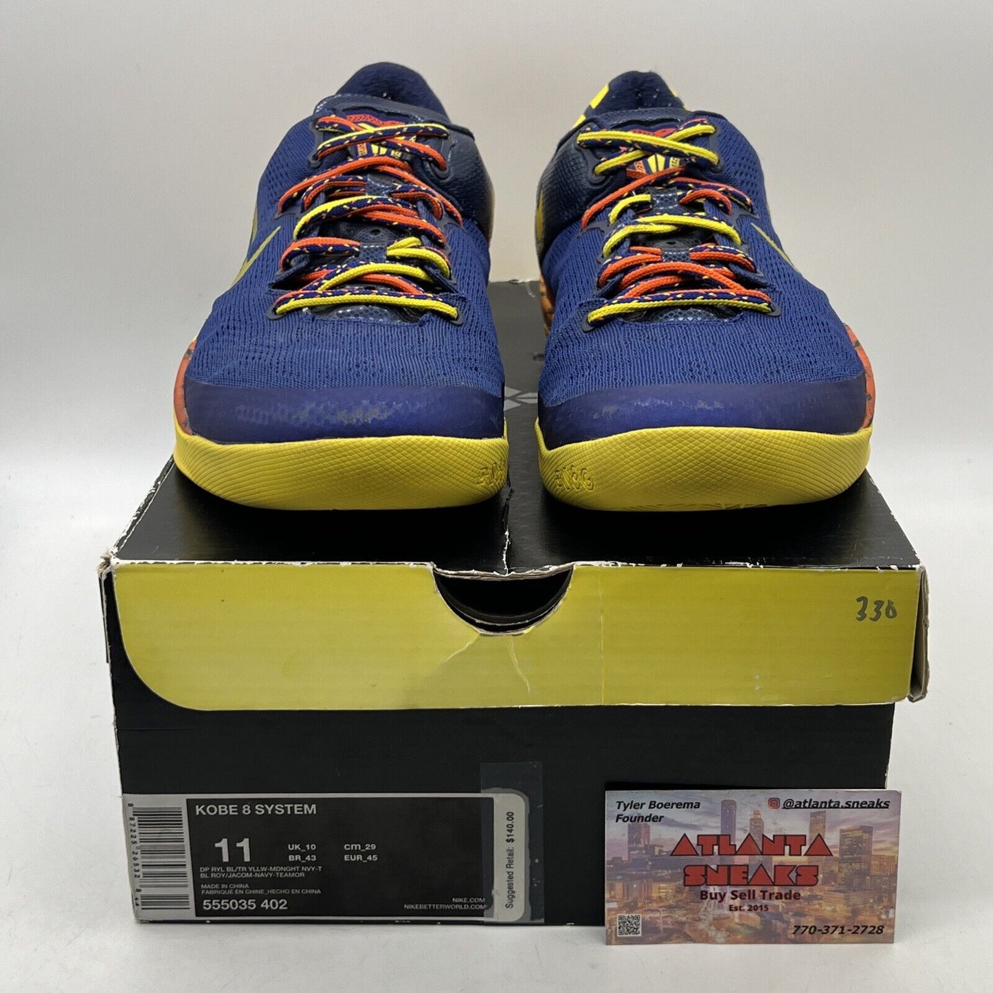 Size 11 - Nike Kobe 8 Barcelona Blue Yellow Red Orange (555035-402)