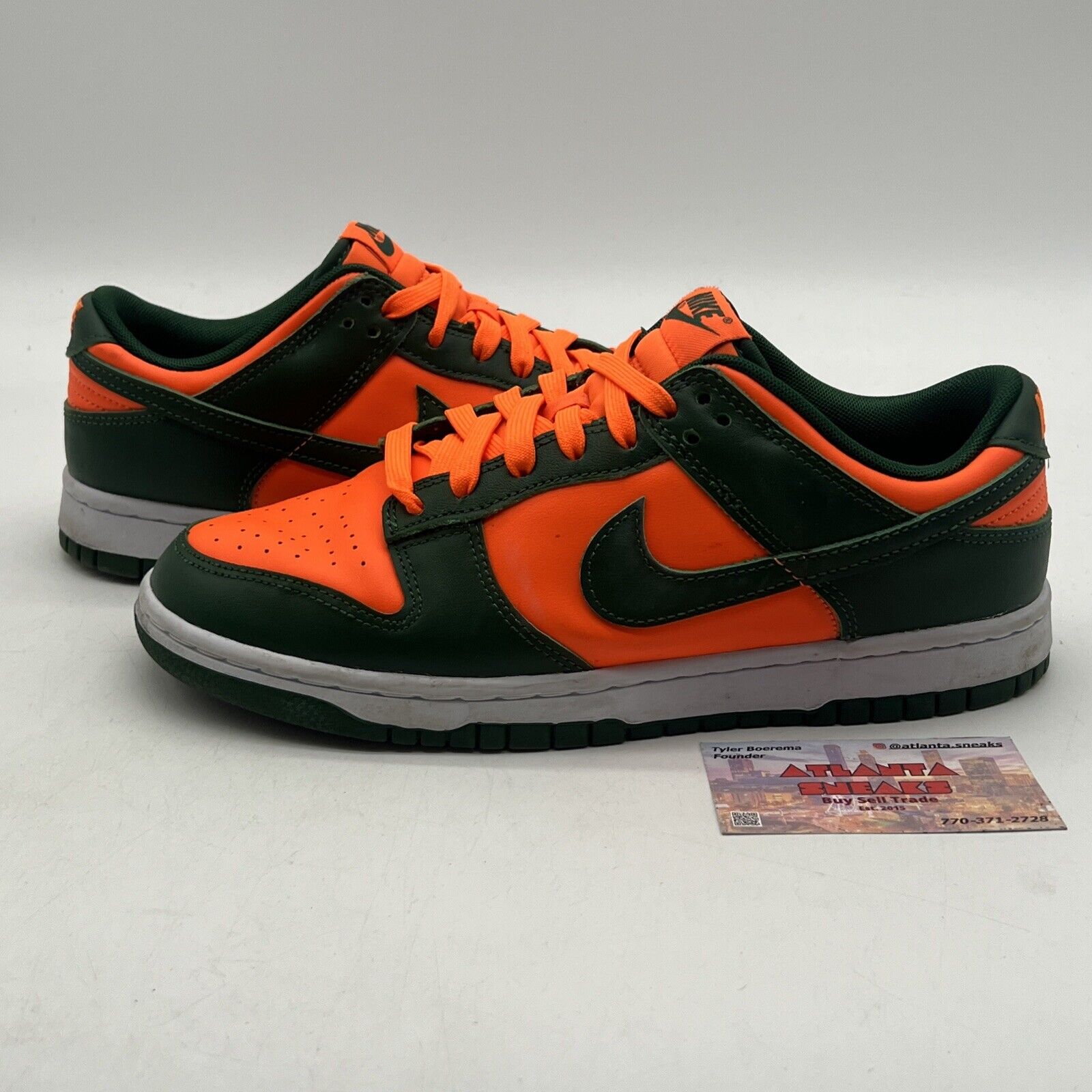 Size 8 - Nike Dunk Low Miami Hurricanes White Green Orange (DD1391-300)