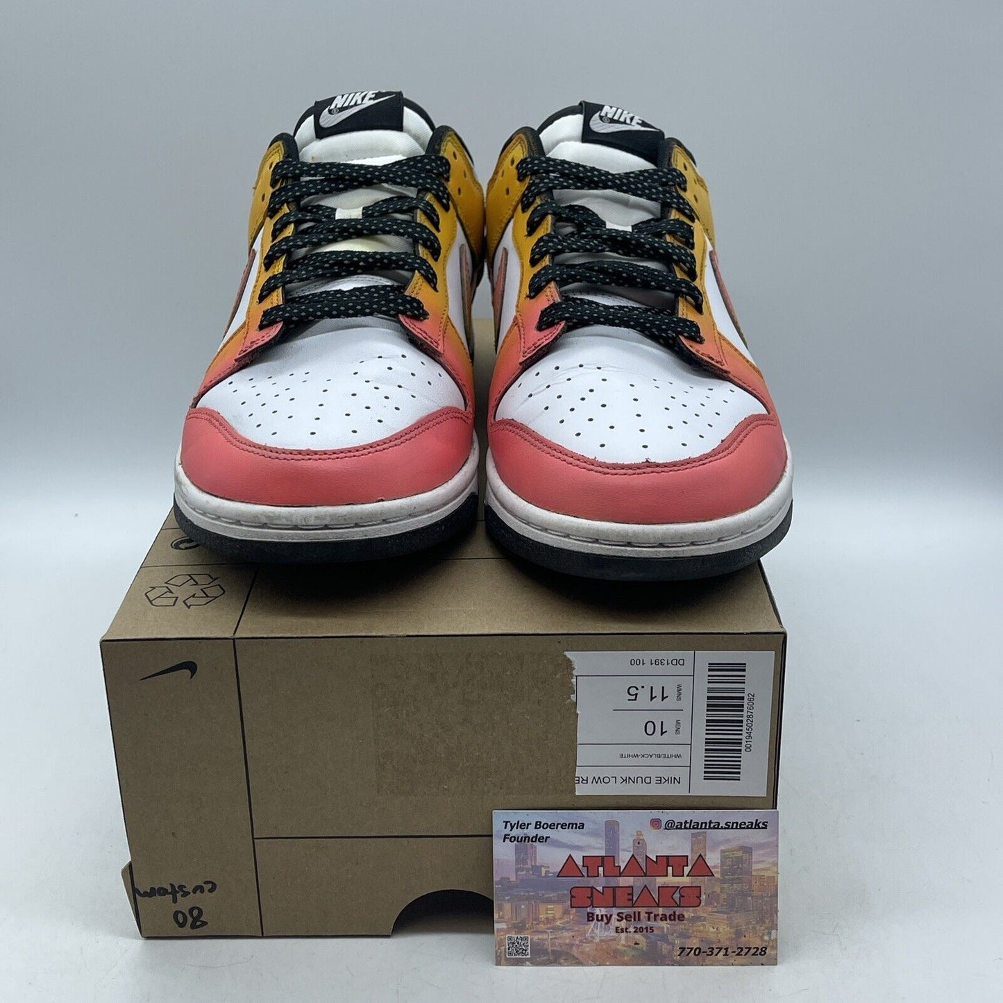 Size 10 - Nike Dunk Low Black White Yellow Pink Leather Custom* (DD1391-100)