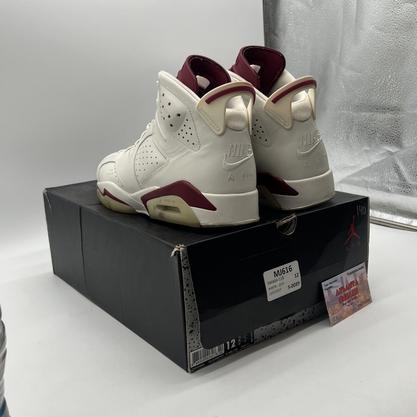 Size 12 - Air Jordan 6 Retro 2015 Maroon White Leather (384664-116)