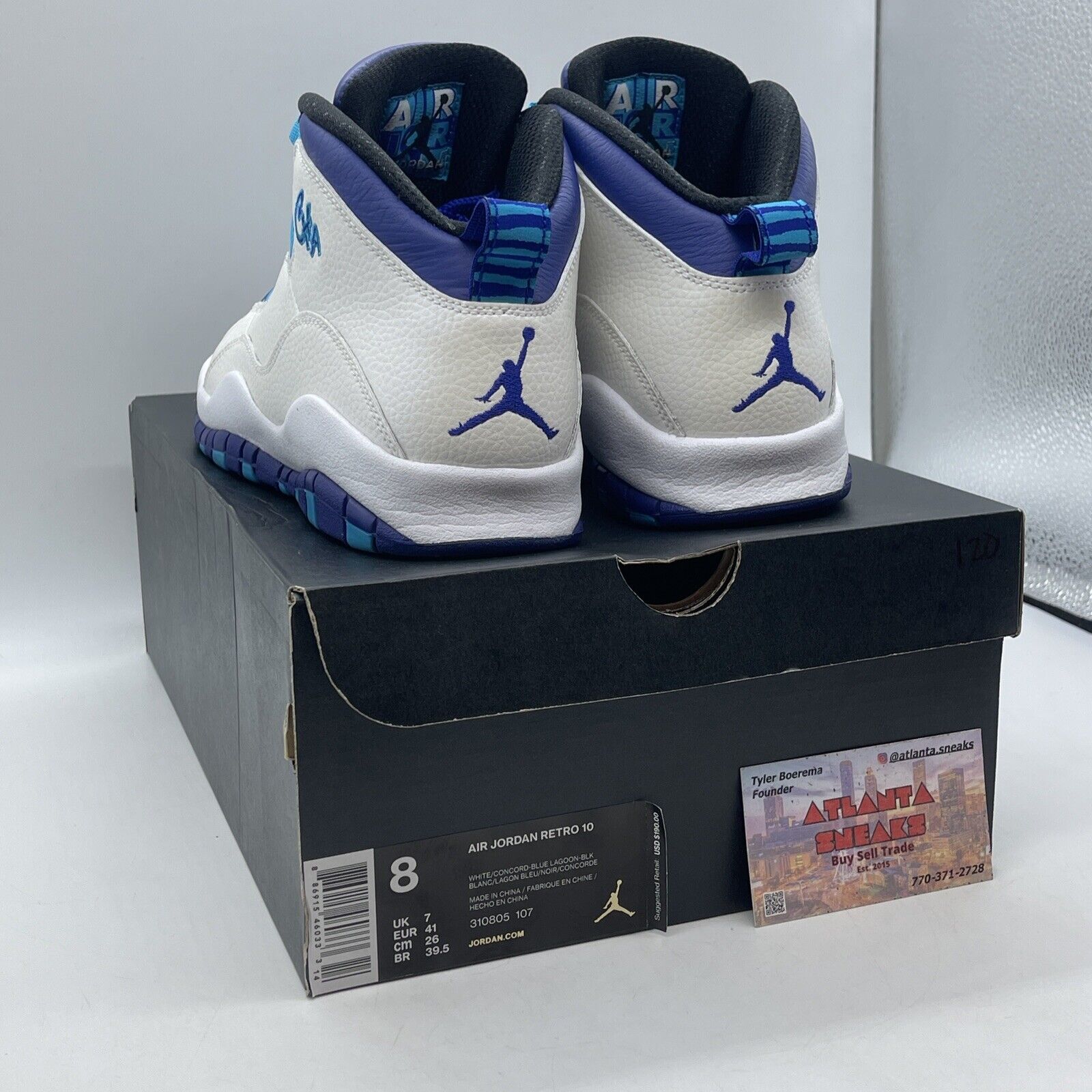 Size 8 - Air Jordan 10 Retro Charlotte Hornets White Purple Leather (310805-107)