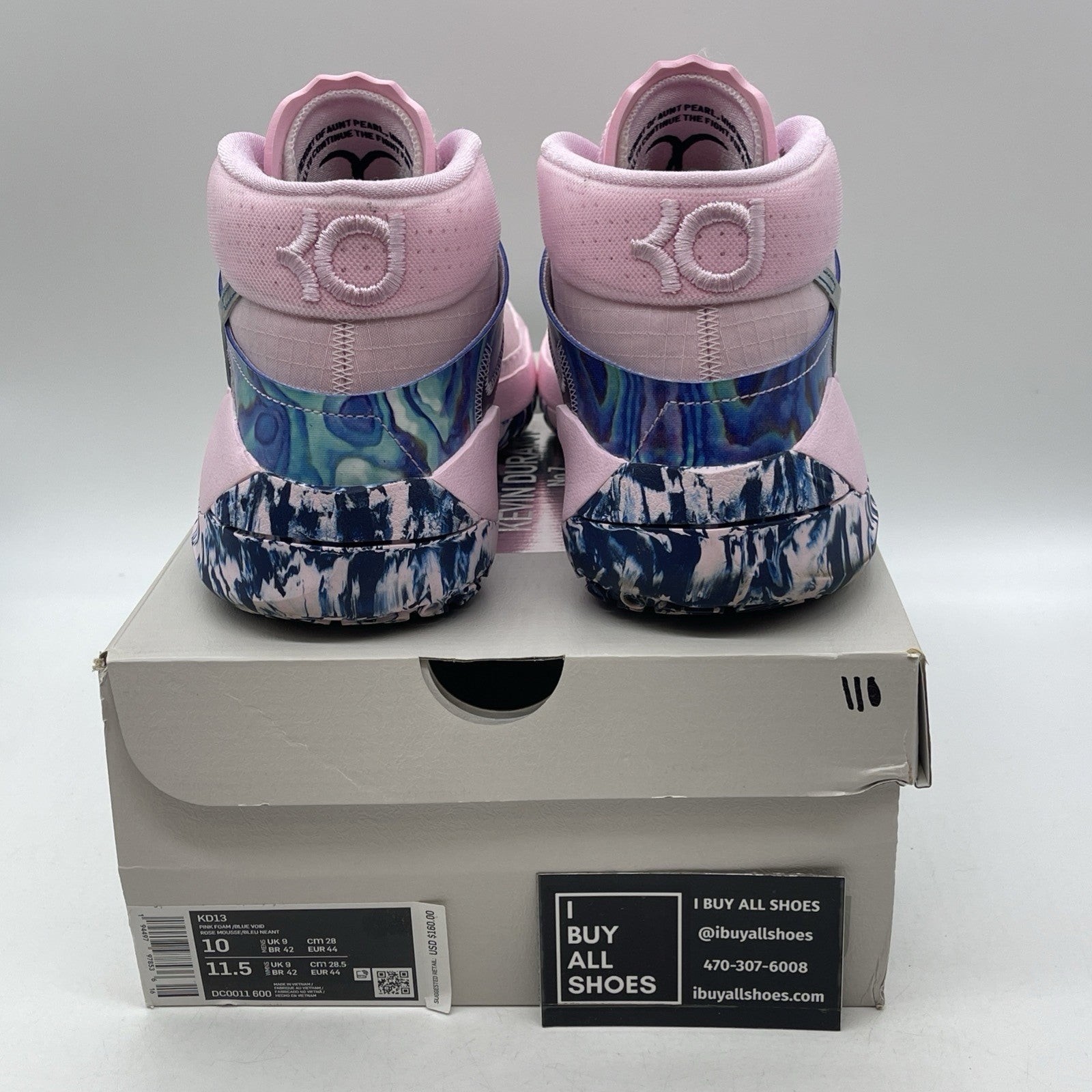 Size 10 - Nike KD 13 Aunt Pearl Blue Pink Leather (DC0011-600)