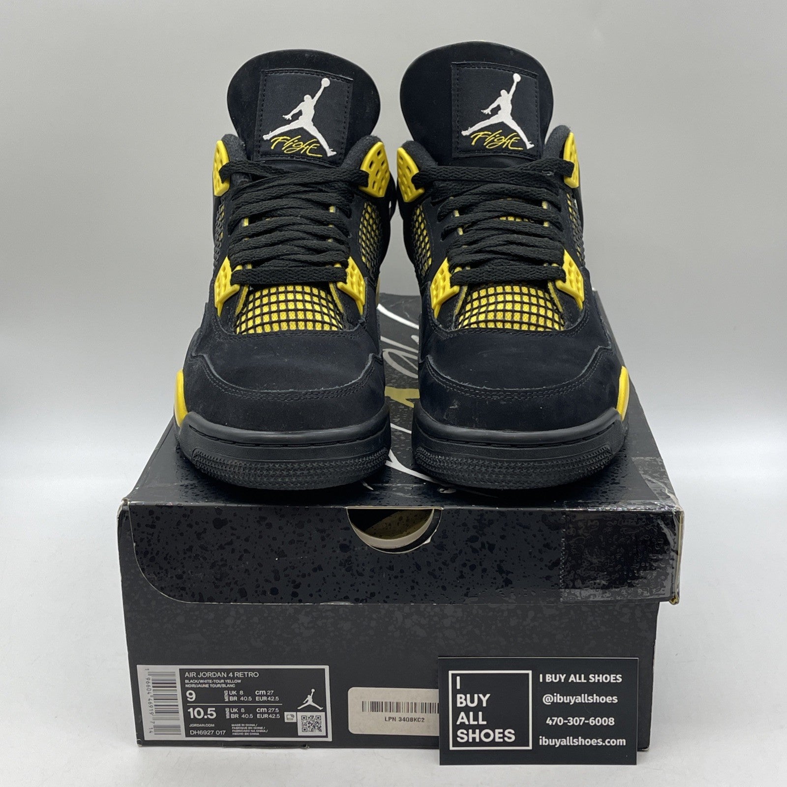 Size 9 - Jordan 4 Retro Mid Thunder Yellow Black Suede (DH6927-017)