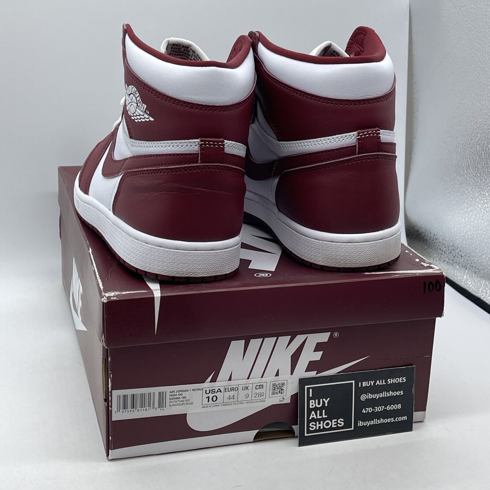 Size 10 - Air Jordan 1 Retro OG High Artisanal Red Burgundy White (DZ5485-180)