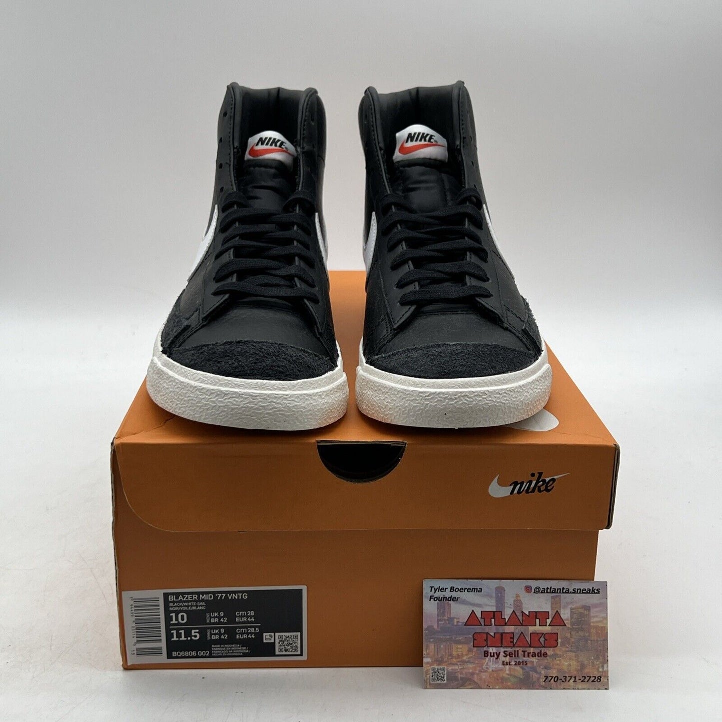 Size 10 - Nike Blazer '77 Vintage Mid Black Sail Leather (BQ6806-002)