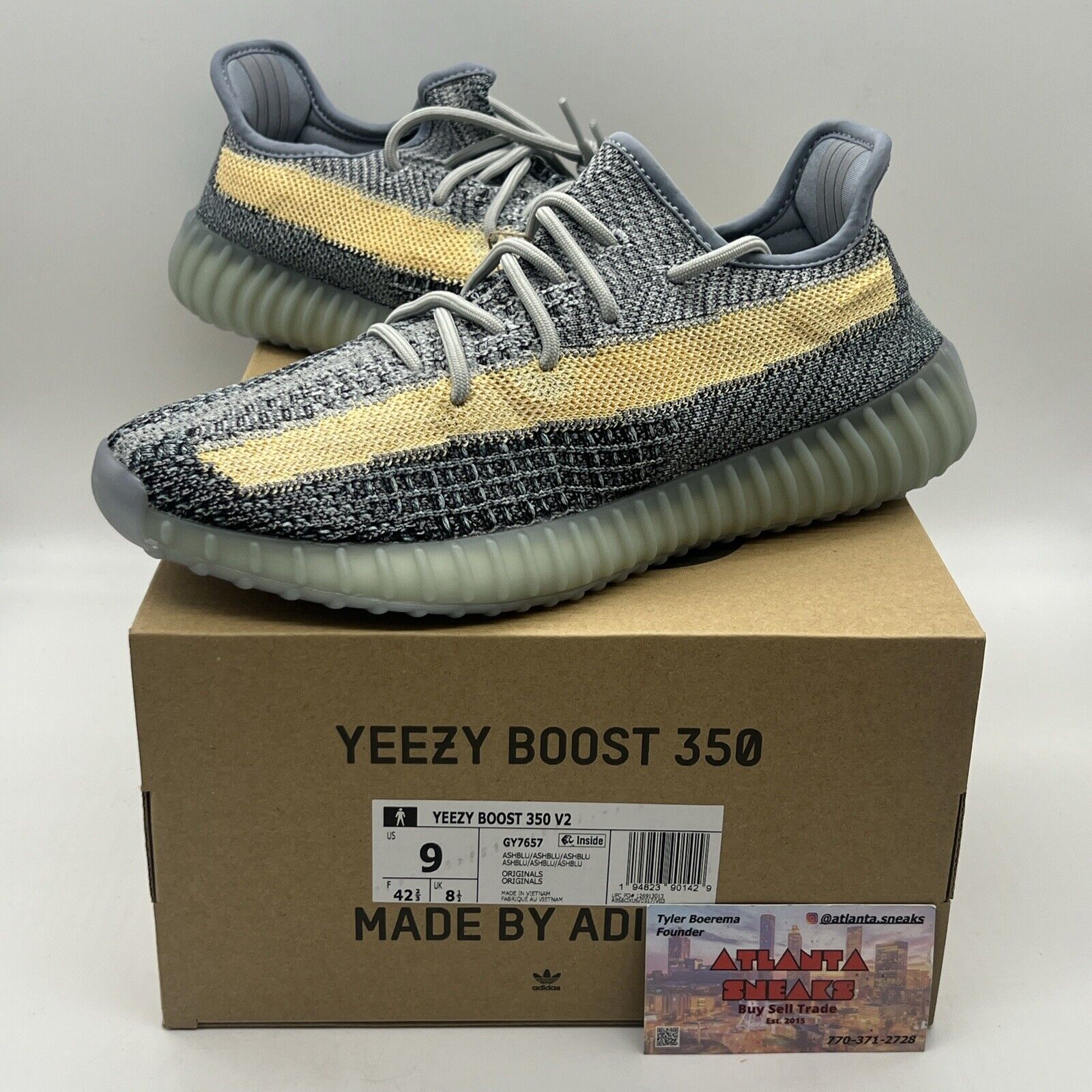 Size 9 - adidas Yeezy Boost 350 V2 Ash Blue Brand New Og All Ds Blue Grey
