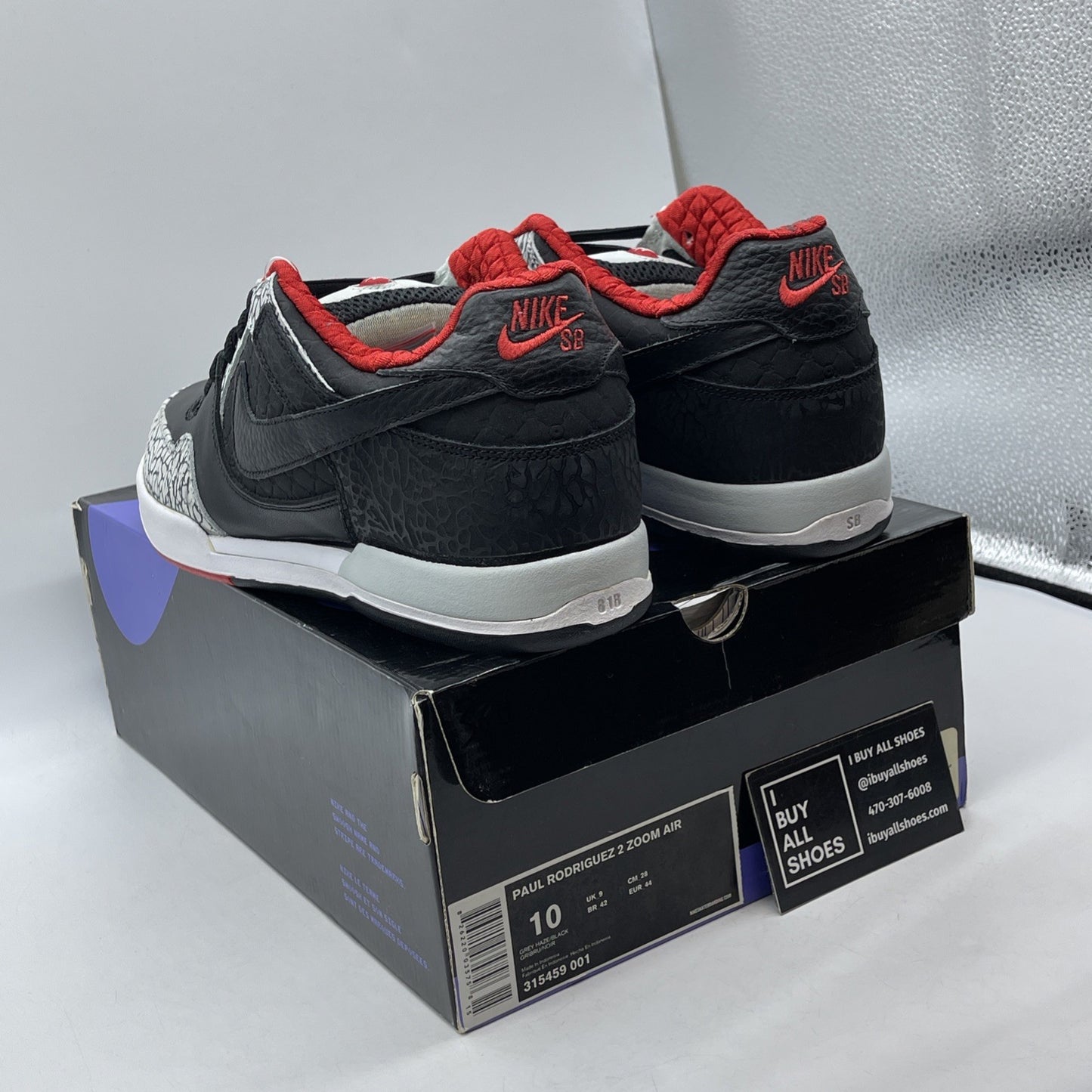 Size 10 - Nike Paul Rodriguez 2 Zoom Air Grey Haze Black Suede (315459-001)
