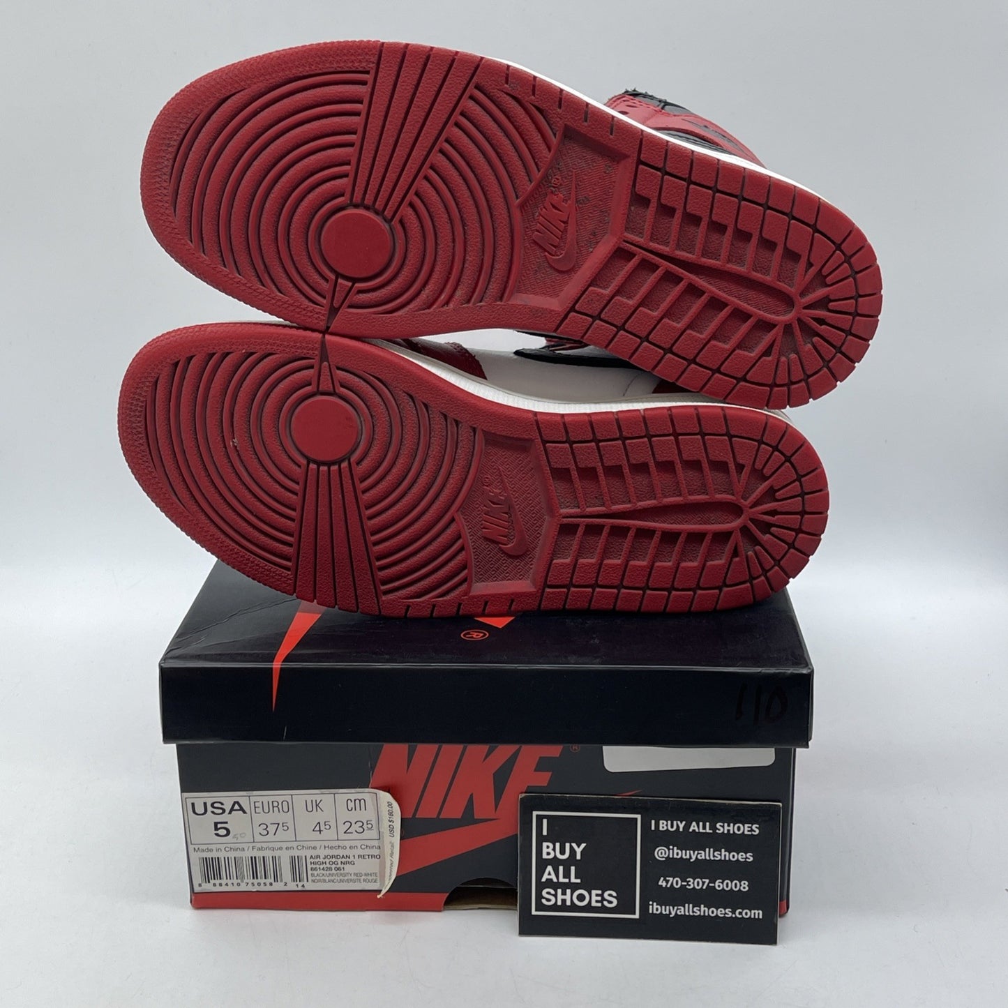 Size 5 - Air Jordan 1 Retro OG NRG High Homage to Home Red White (861428-061)