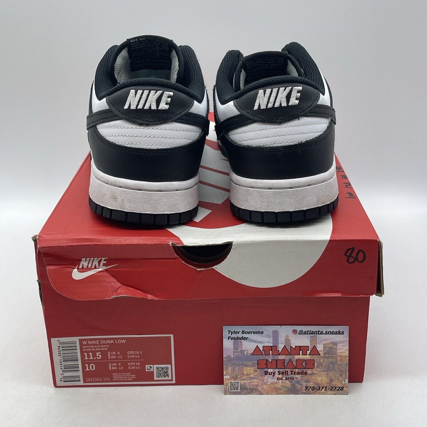 Size 11.5W - Nike Dunk Low Black White Leather (DD1503-101)