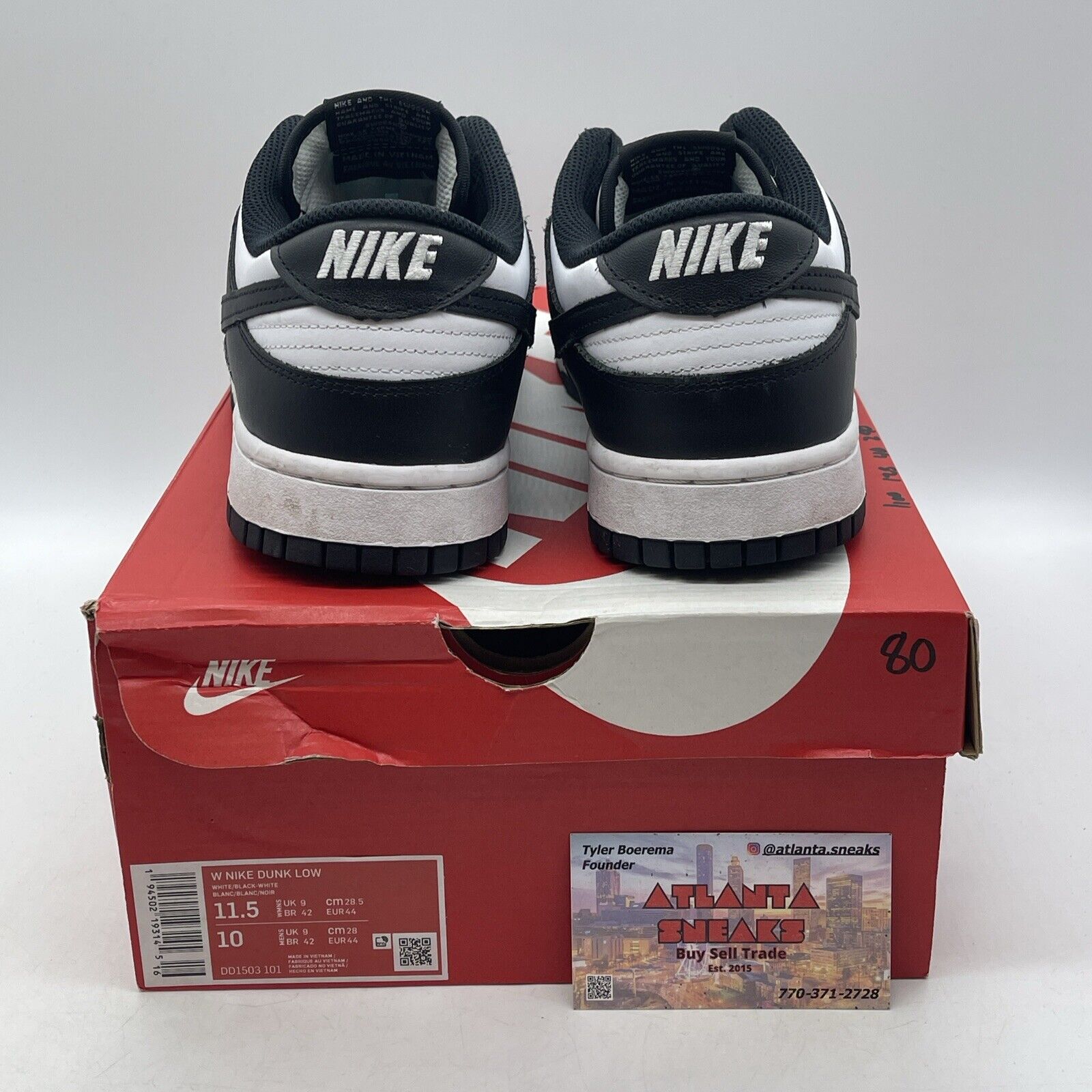 Size 11.5W - Nike Dunk Low Black White Leather (DD1503-101)