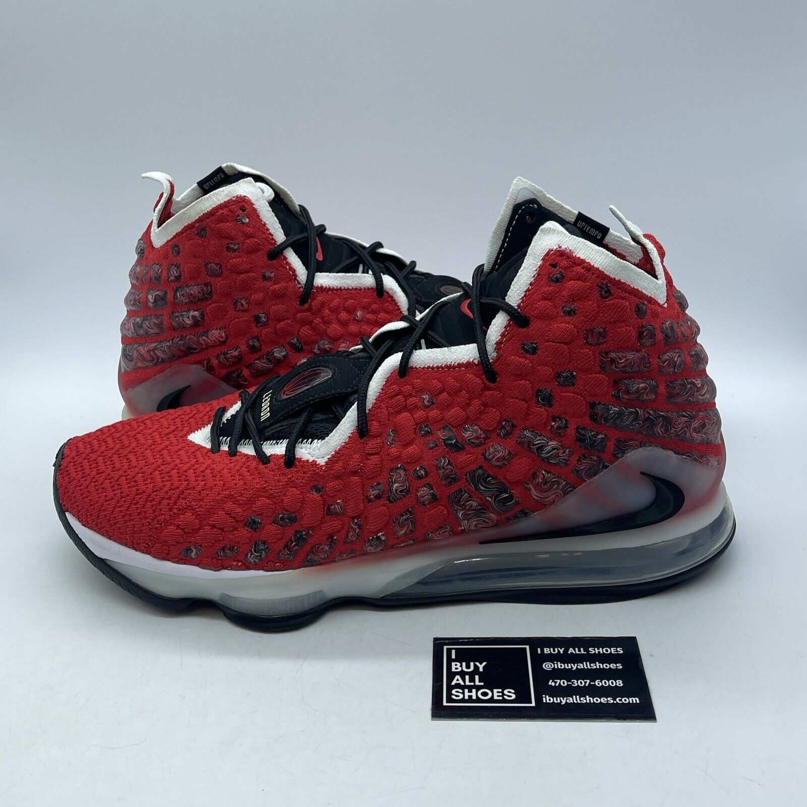 Size 13 - Nike LeBron 17 Air Max Uptempo Red White Black Suede (BQ3177-601)
