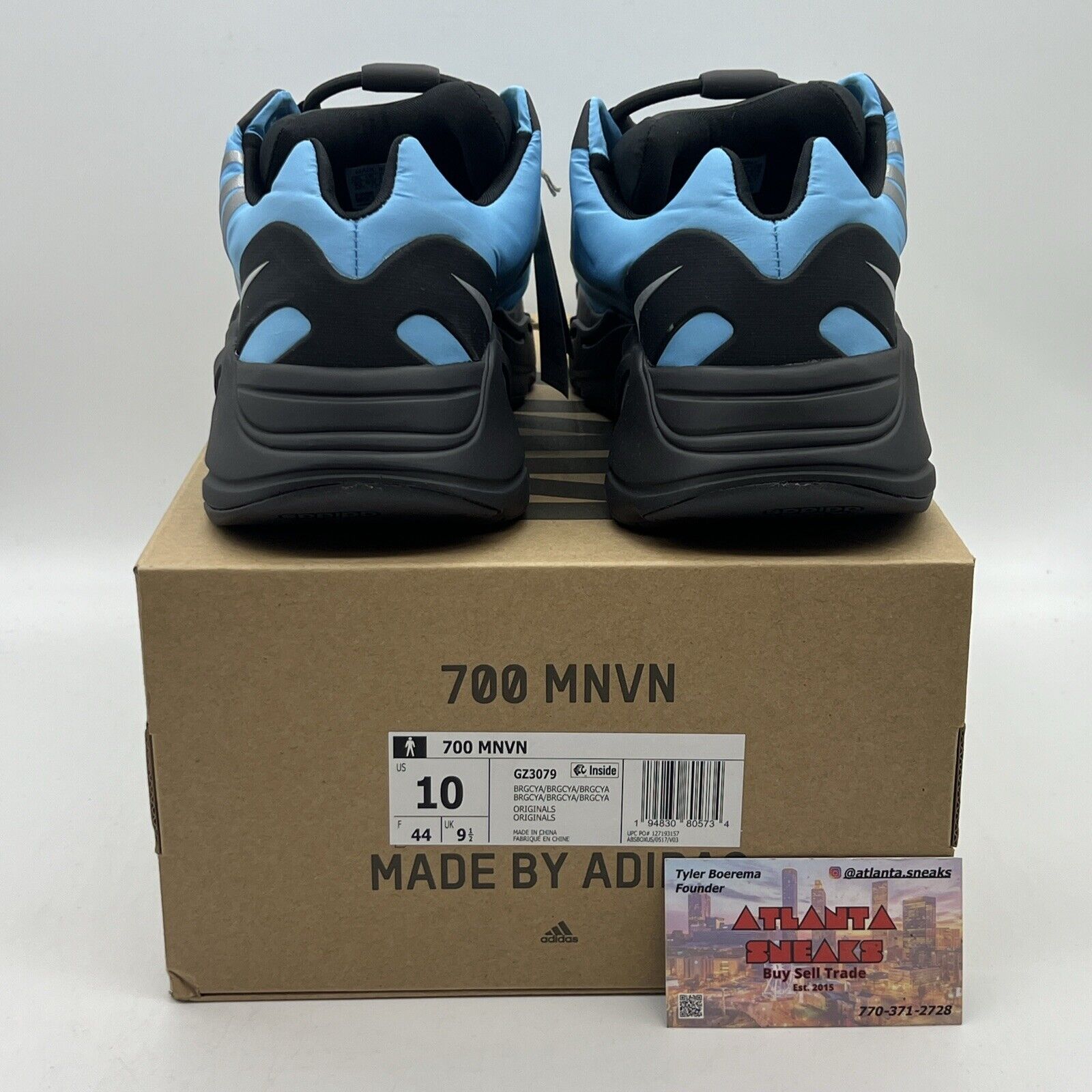 Size 10 - adidas Yeezy Boost 700 MNVN Bright Cyan Brand New Og All Black Blue