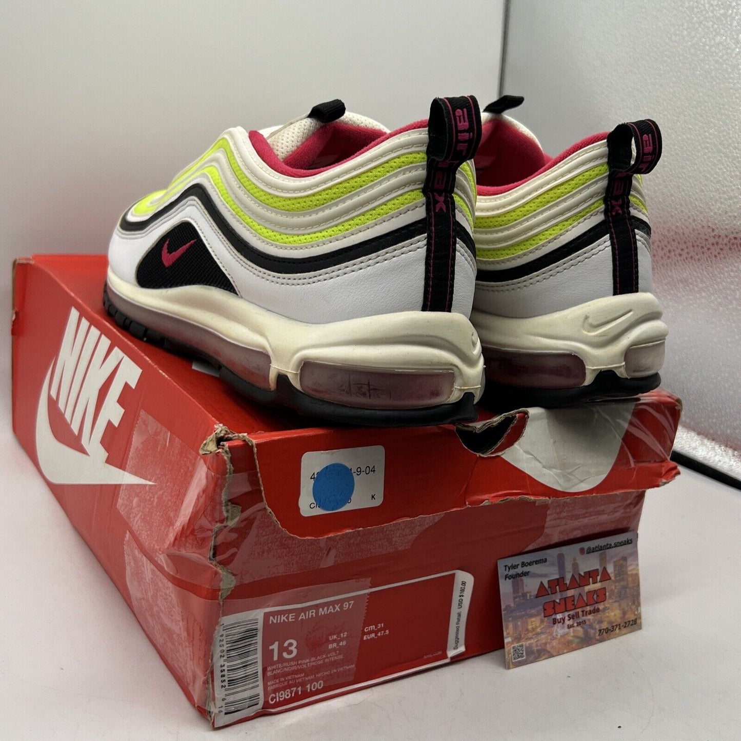 Size 13 - Nike Air Max 97 Volt Pink White Black (CI9871-100)