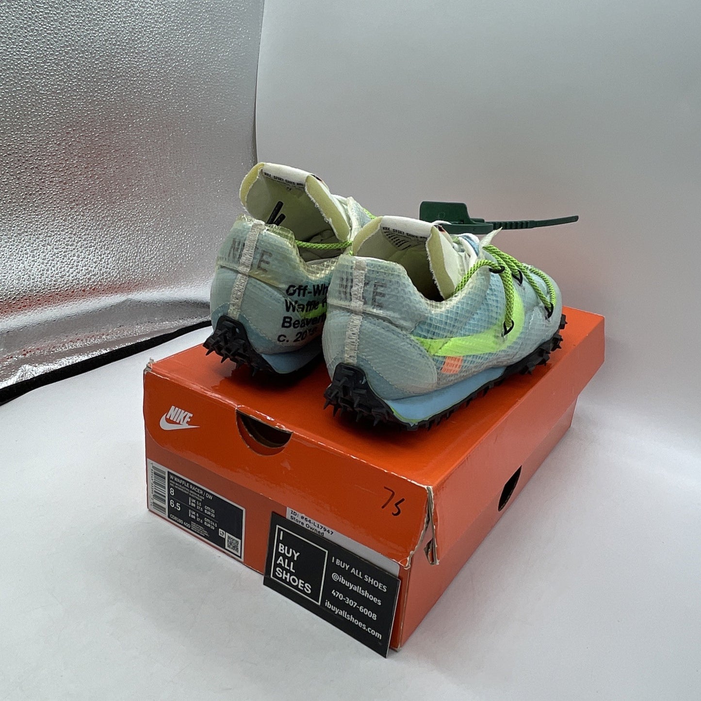 Size 8W - Nike Off-White x Waffle Racer Vivid Sky (CD8180-400)