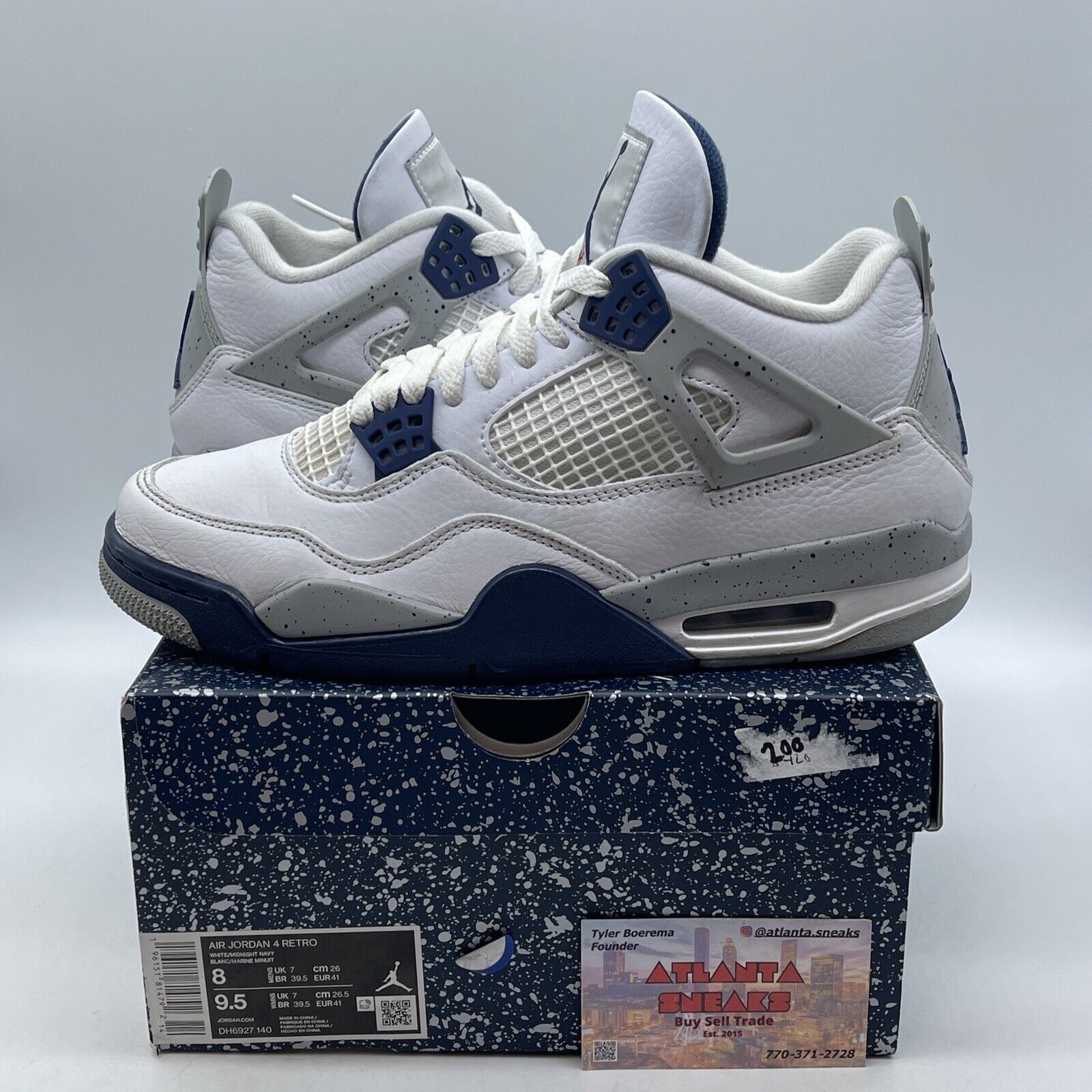 Size 8 - Jordan 4 Retro Mid Midnight Navy White Grey Leather (DH6927-140)