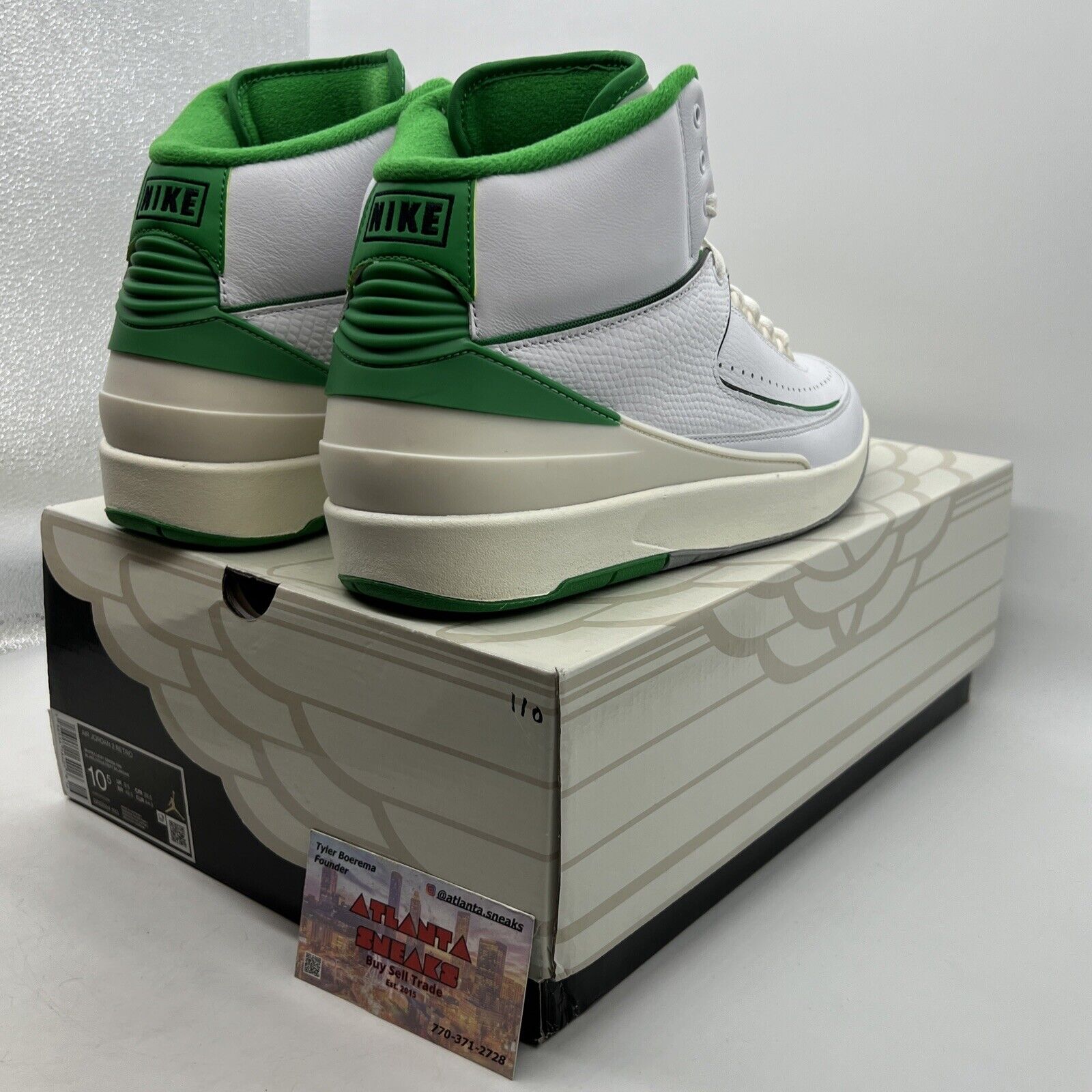 Size 10.5 - Jordan 2 Retro Lucky Green White Grey Leather (DR8884-103)