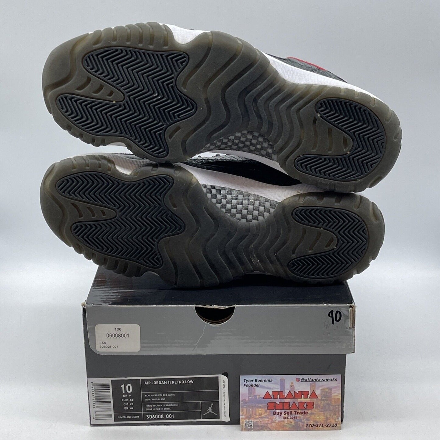 Size 10 - Air Jordan 11 Retro IE 2011 Low Black Charcoal Red Suede (306008-001)