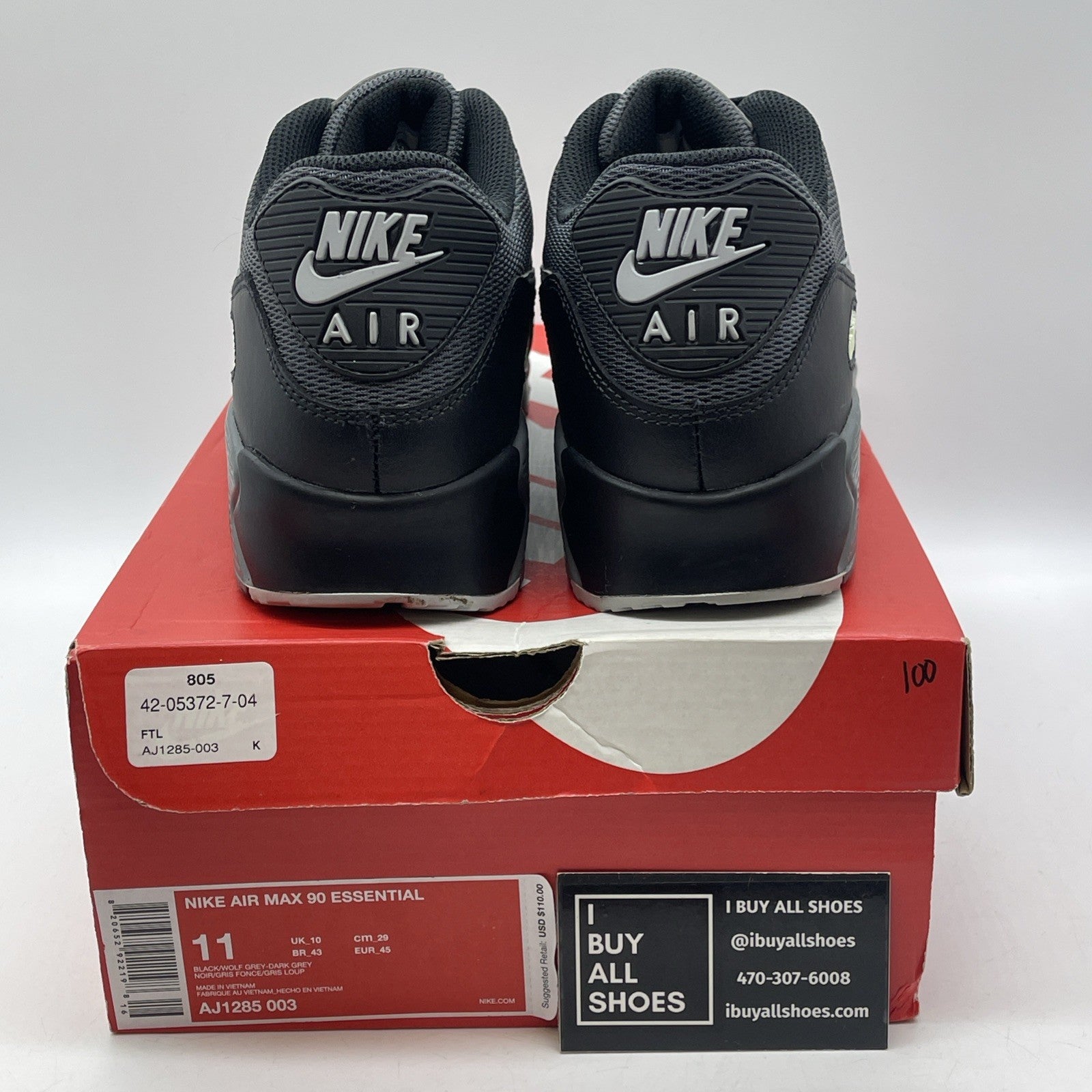 Size 11 - Nike Air Max 90 Essential Black White