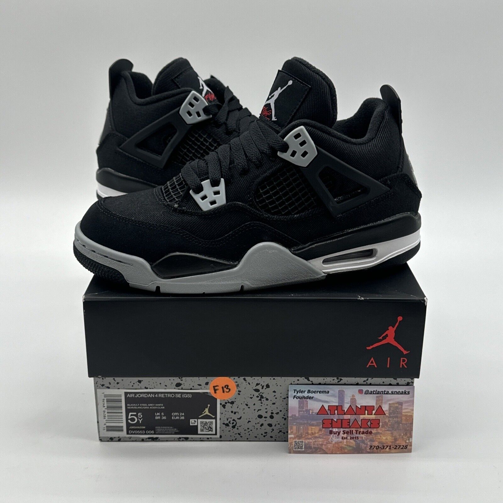 GS Size 5.5Y - Nike Air Jordan 4 Retro SE Black Canvas (DV0553-006) Brand New OG