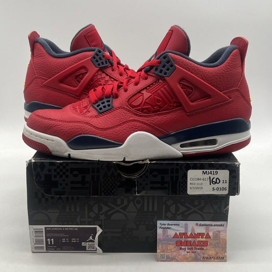 Size 11 - Air Jordan 4 Retro FIBA White Navy Red Leather (CI1184-617)