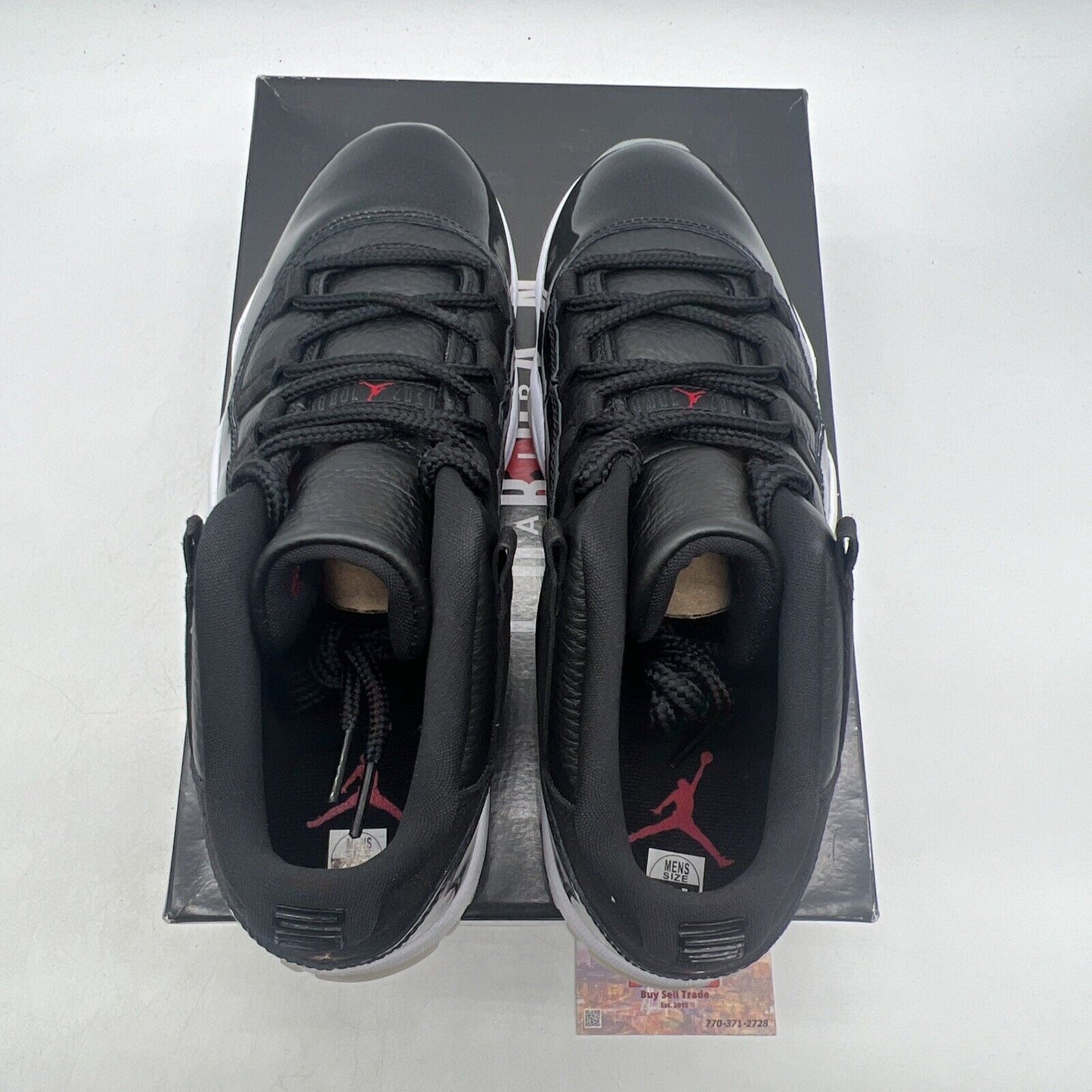 Size 10.5 - Jordan 11 Retro Low 72-10 Black White Red Leather (AV2187-001)