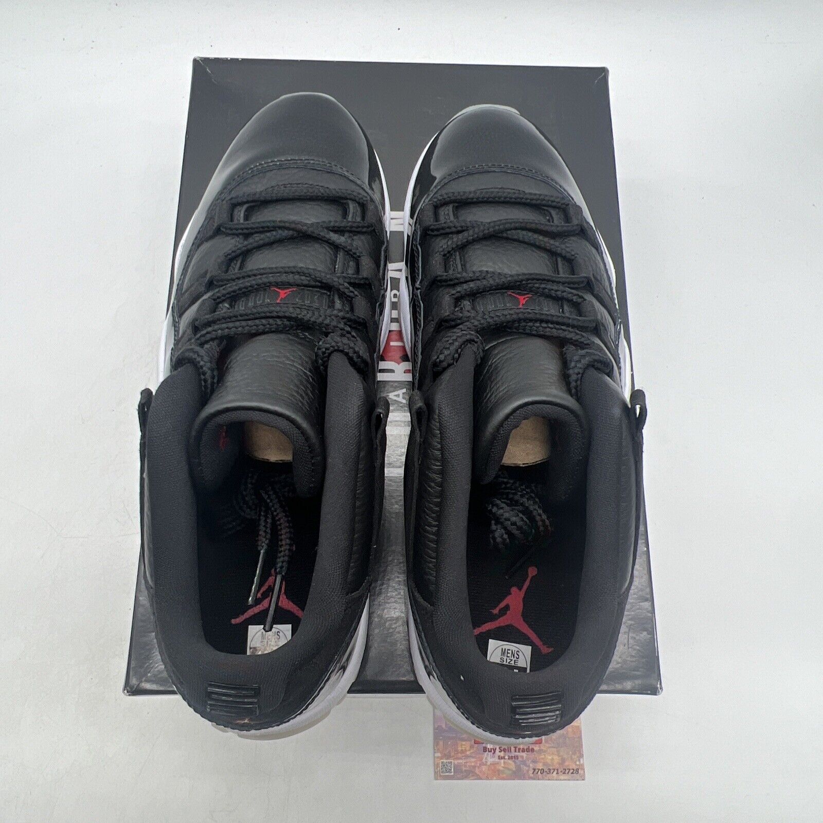 Size 10.5 - Jordan 11 Retro Low 72-10 Black White Red Leather (AV2187-001)
