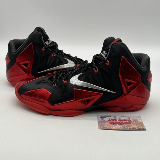 Size 11 - Nike LeBron 11 Away - Black Red Leather (616175-001)