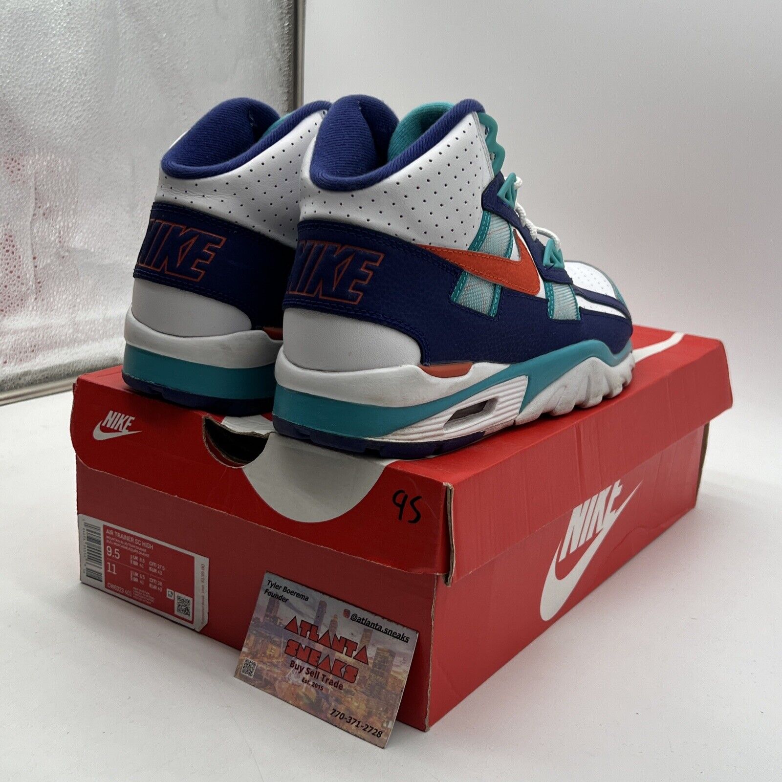 Size 9.5 - Nike Air Trainer SC High Miami Dolphins Purple Leather (CW6023-401)