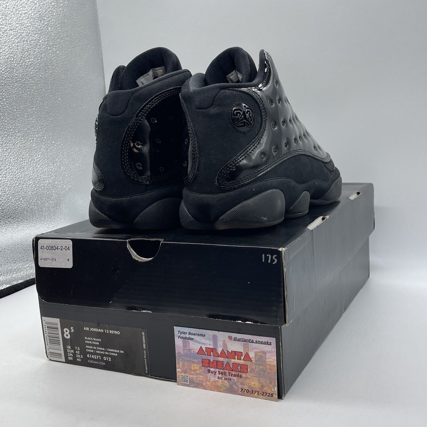 Size 8.5 - Air Jordan 13 Retro Cap and Gown Black Leather Suede (414571-012)