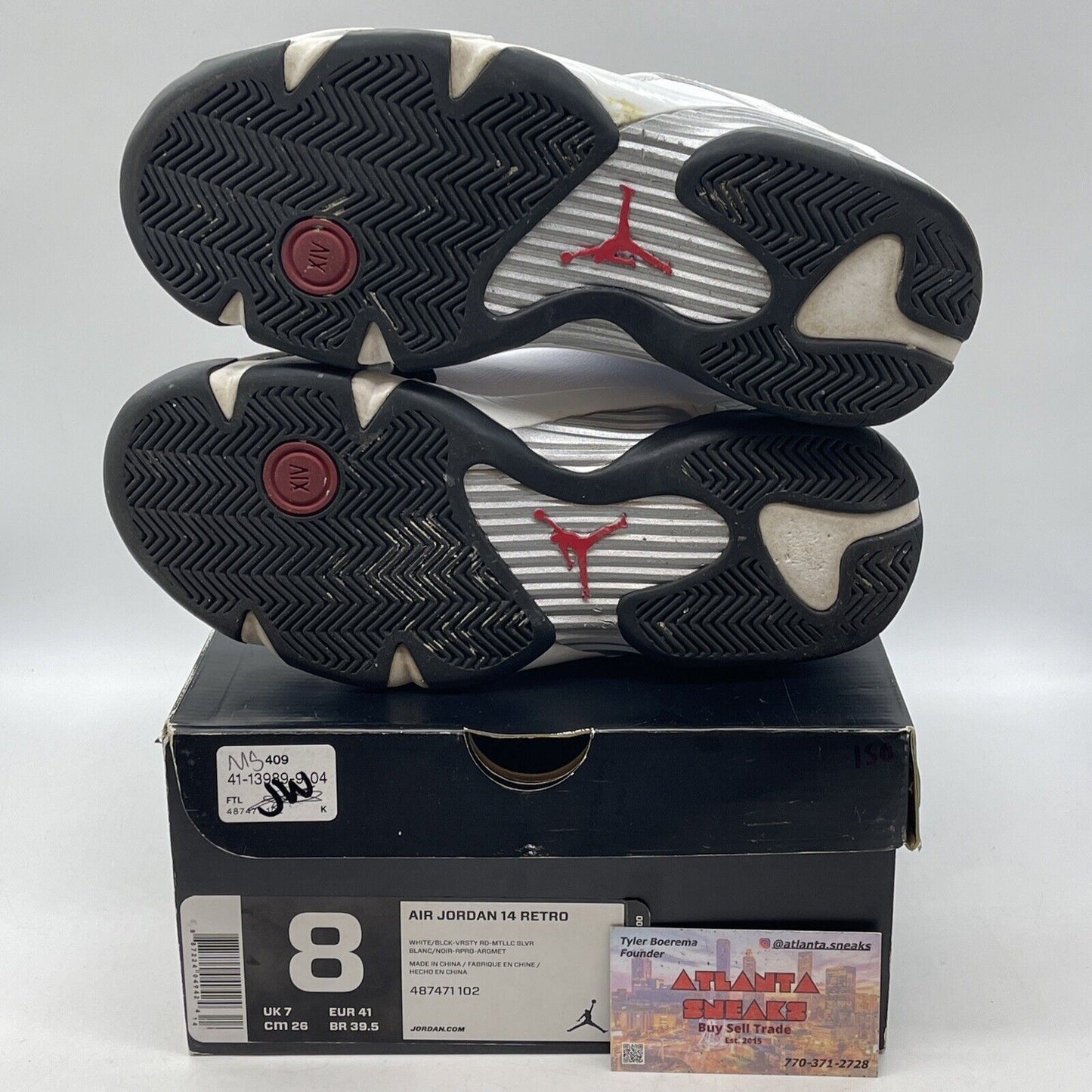 Size 8 - Air Jordan 14 Retro 2014 Black Toe White Leather Suede (487471-102)