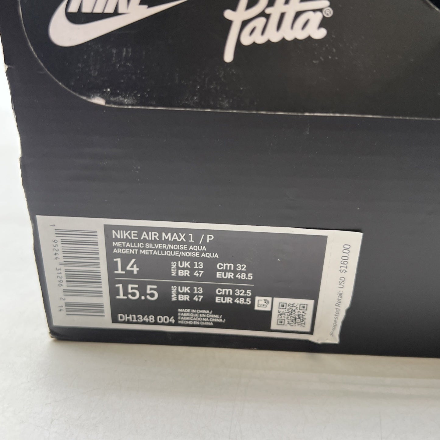Size 14 - Nike Air Max 1 Patta Waves Noise Aqua (DH1348-004)
