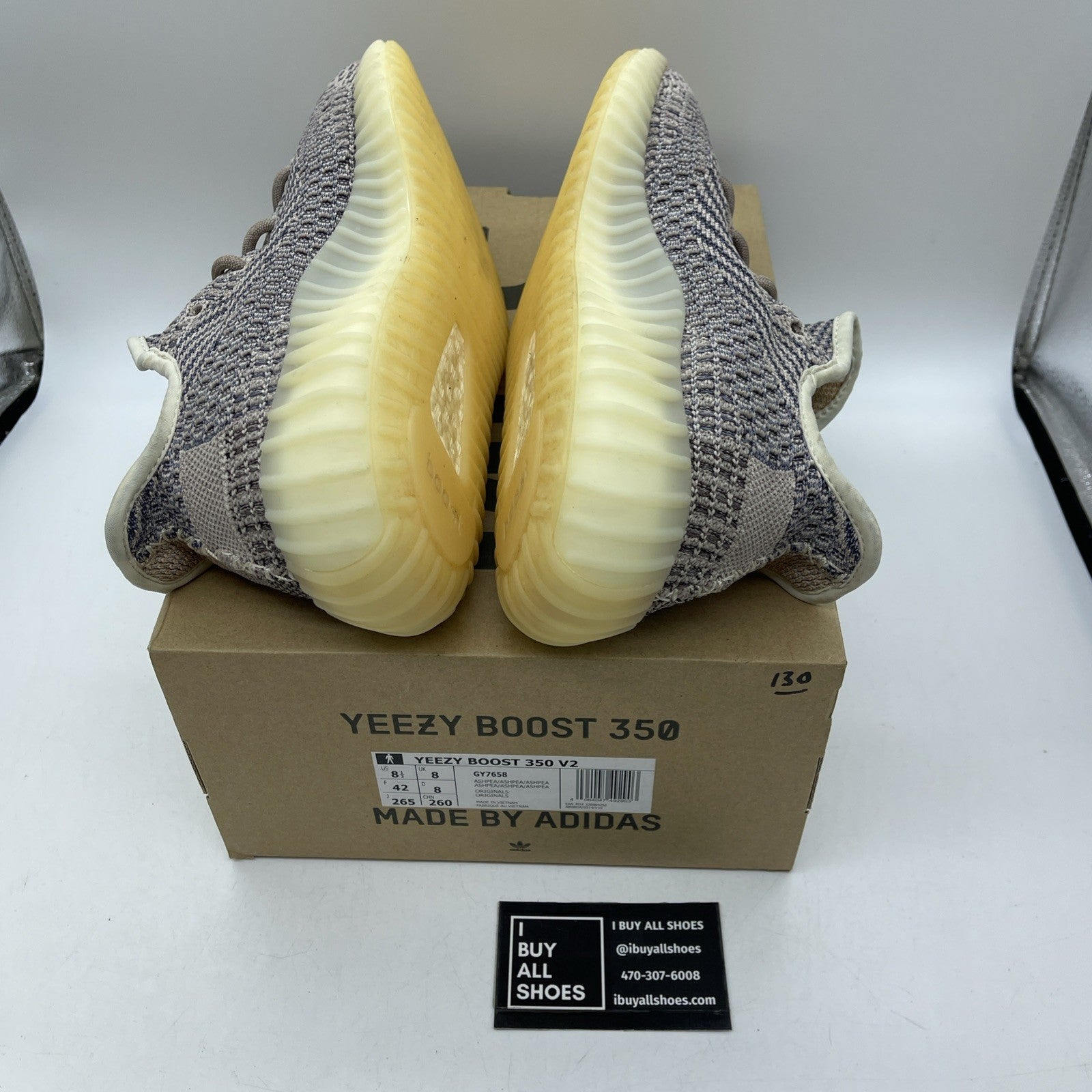 Size 8.5 - adidas Yeezy Boost 350 V2 Ash Pearl Purple Yellow (BY7658)