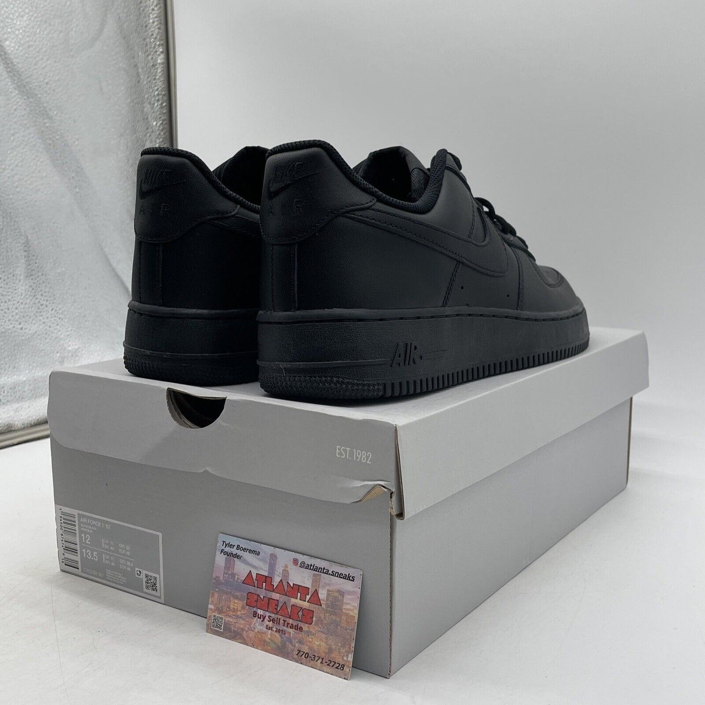 Size 12 - Nike Air Force 1 '07 Low Triple Black Leather (CW2288-001)