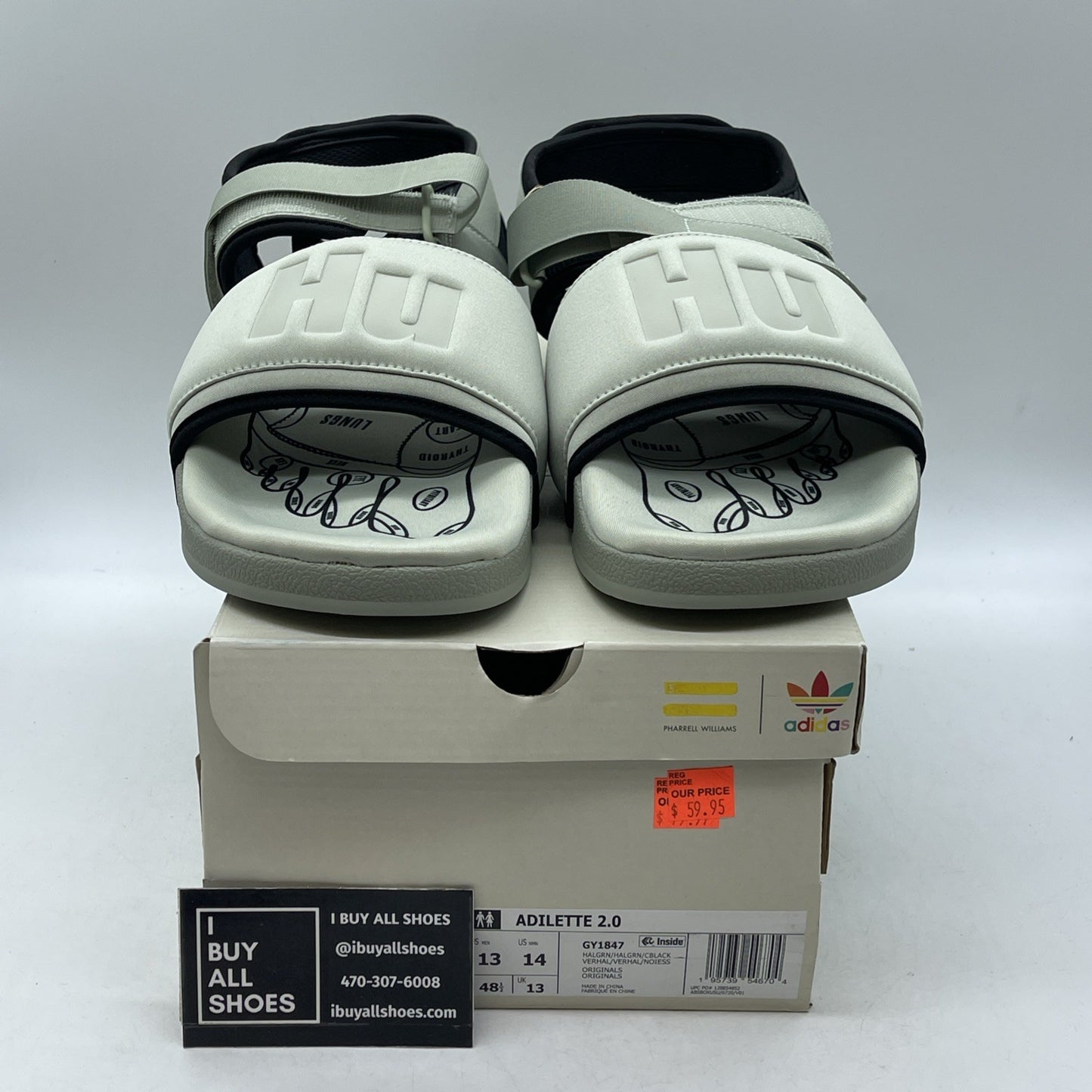 Size 13 - Adidas x Pharrell Williams Adilette 2.0 Sandal Slides (GY1847)