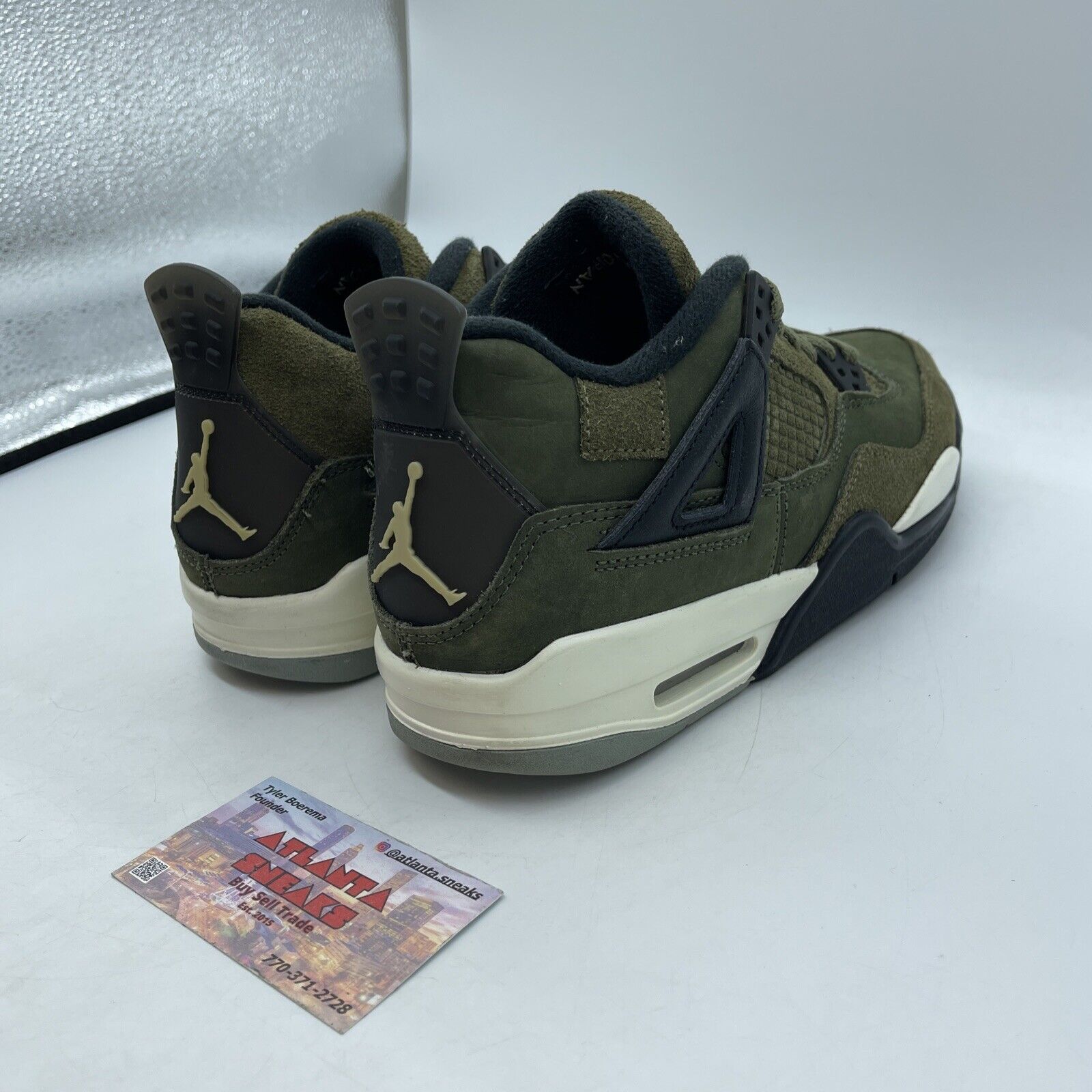 Size 7Y - Jordan 4 SE Retro Low Craft - Olive White Black Suede (FB9928-200)